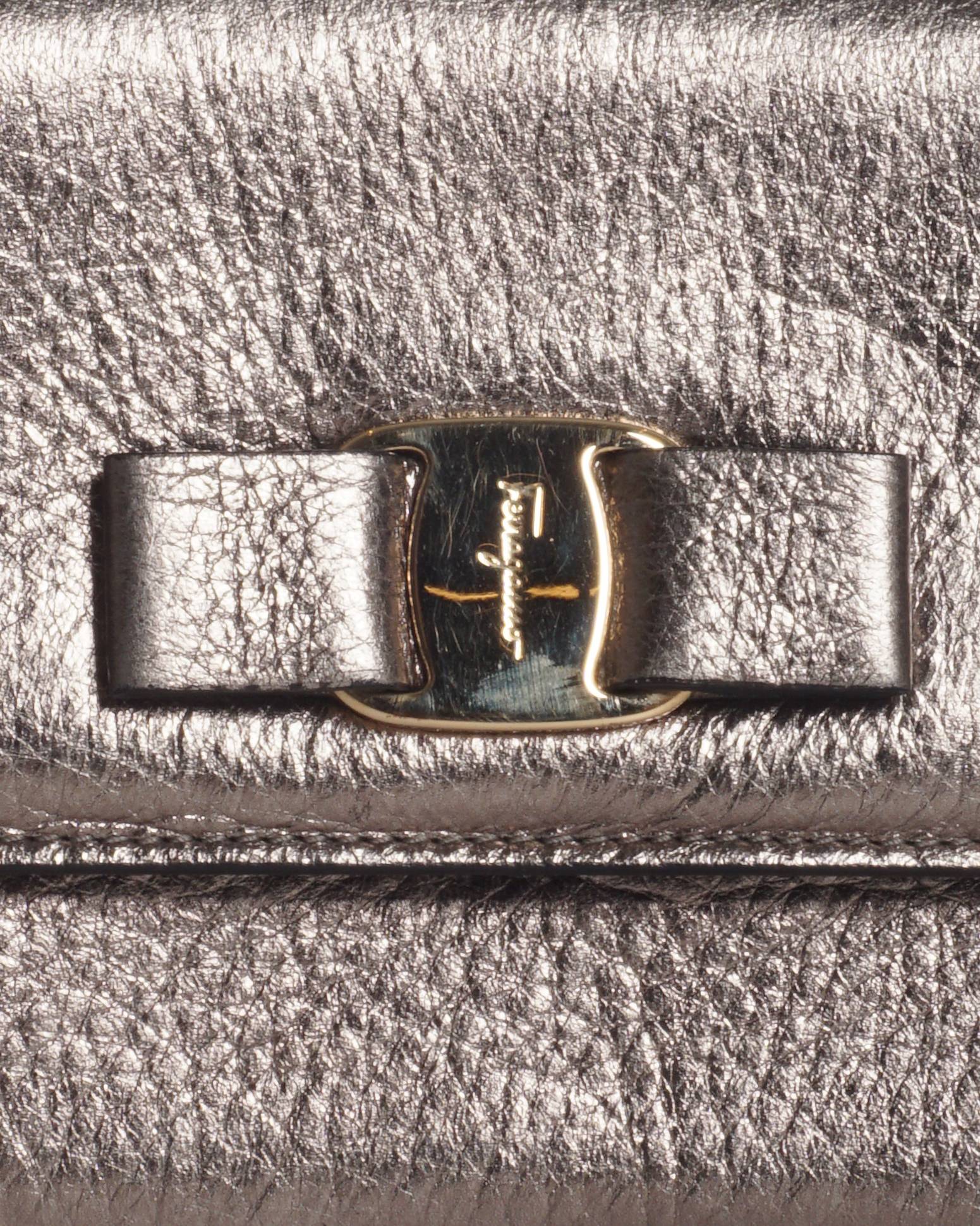 Salvatore Ferragamo Vara Bow Metallic Gold Crossbody Bag