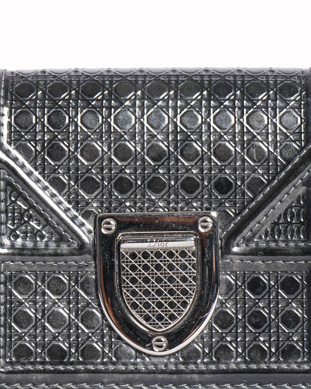 Christian Dior Micro Metallic Diorama Black Micro Cannage Wallet