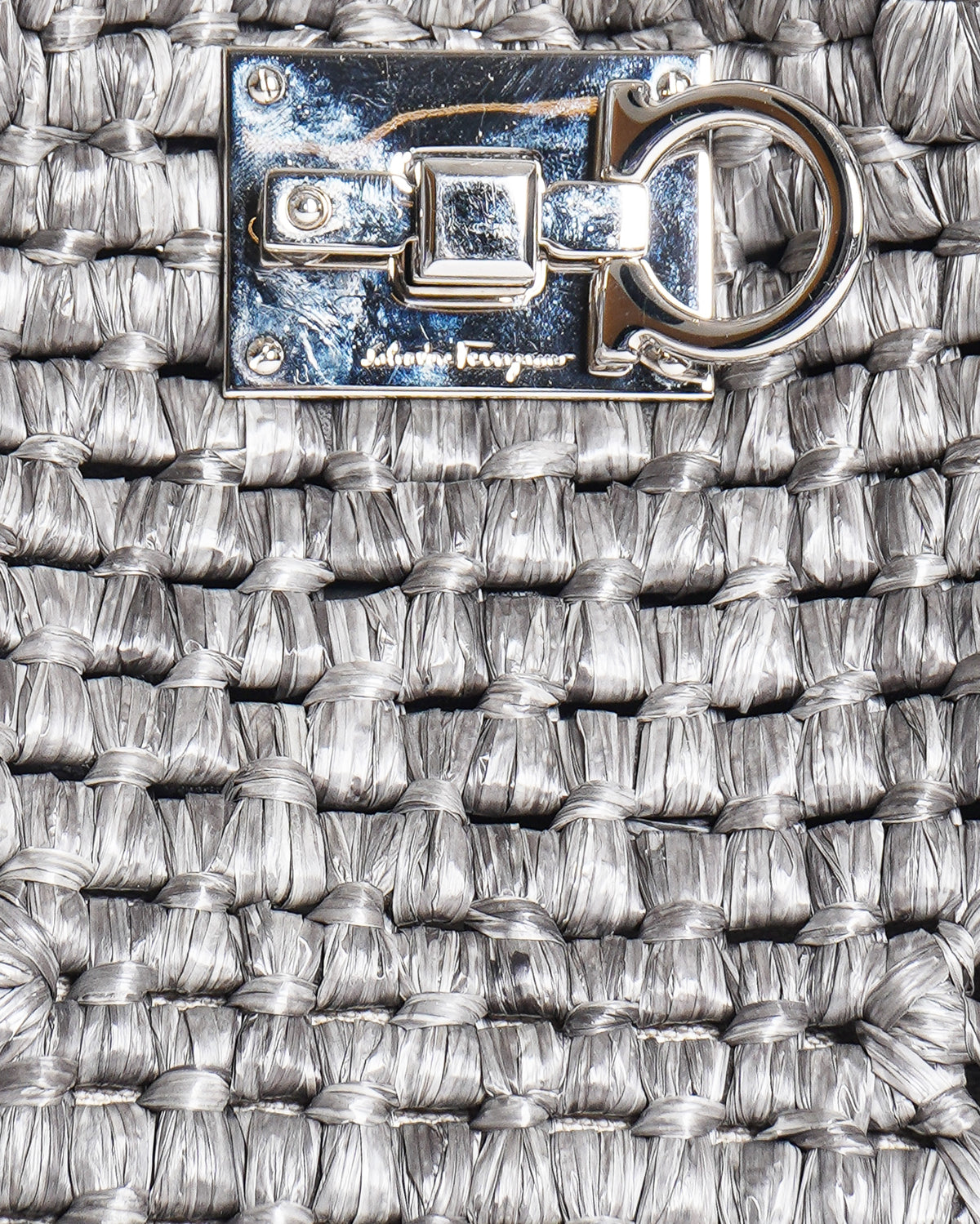 Salvatore Ferragamo Ferragamo Studio Box Woven Raffia Tote Bag