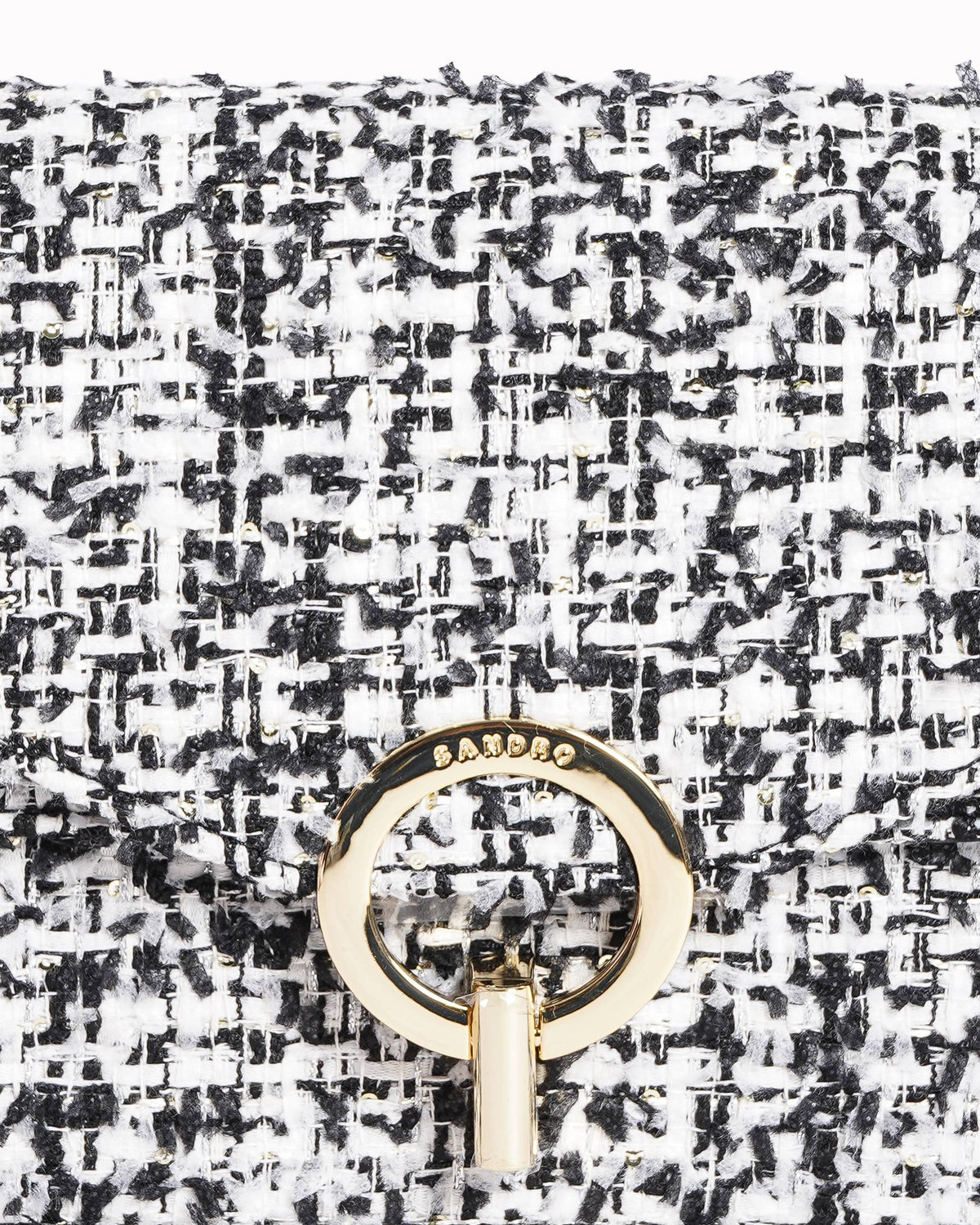 New Sandro Black and White Yza tweed Shoulder Bag