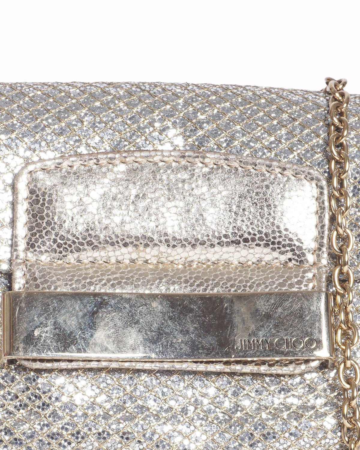 Jimmy Choo Gold & Silver Glitter Mini Rebel Crossbody Bag