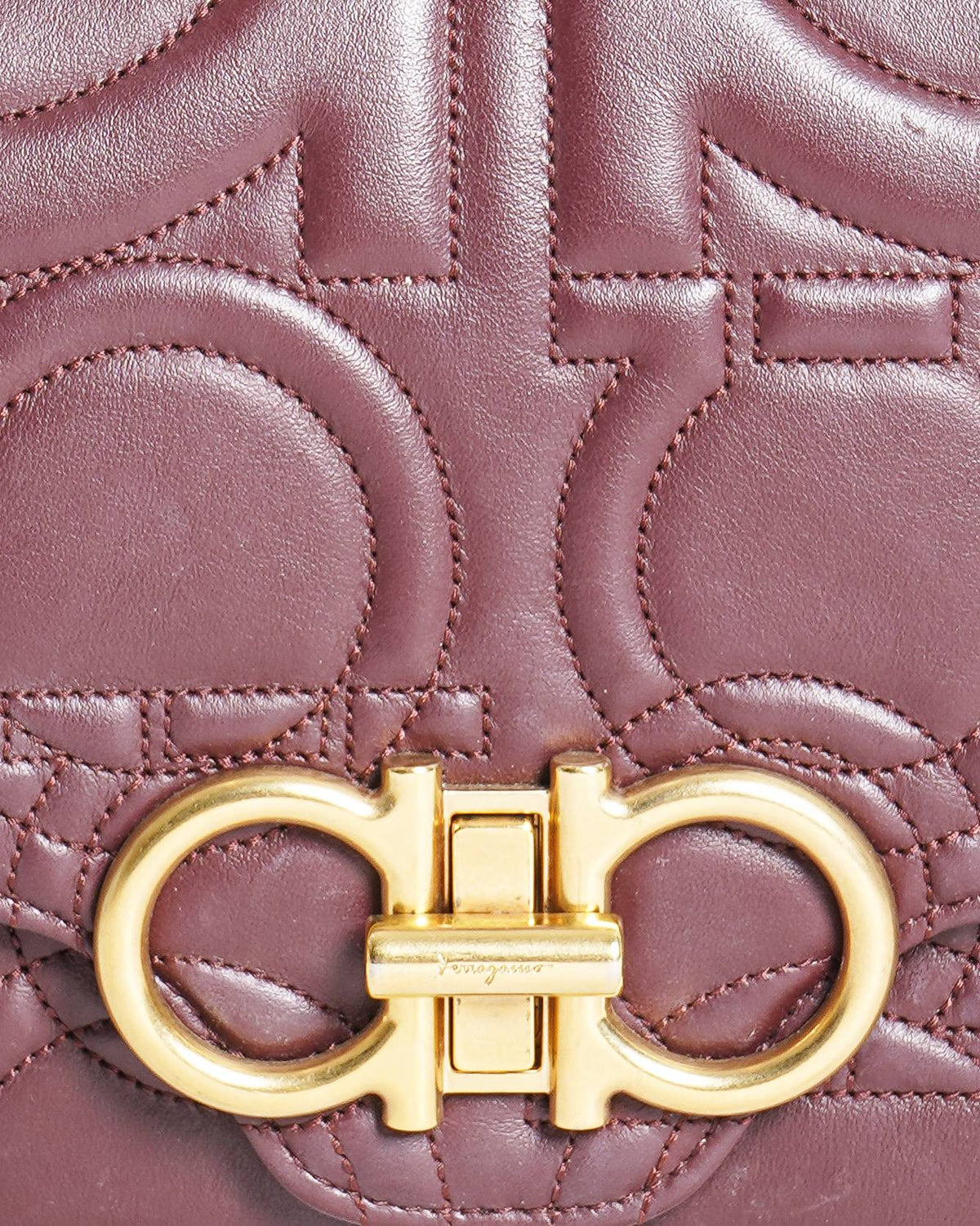 Salvatore Ferragamo Gancini Quilted Leather Shoulder Bag In Maroon