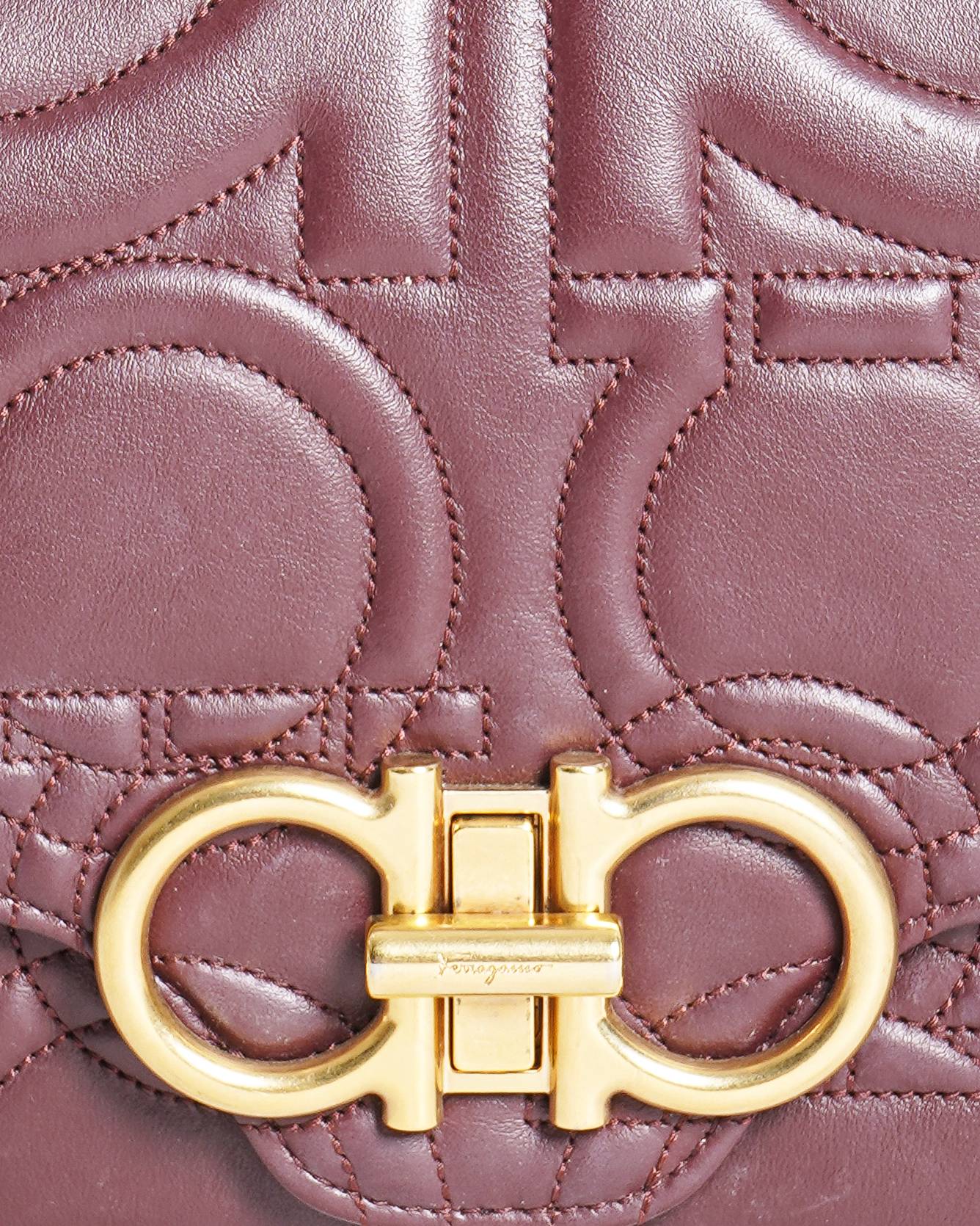 Salvatore Ferragamo Gancini Quilted Leather Shoulder Bag In Maroon