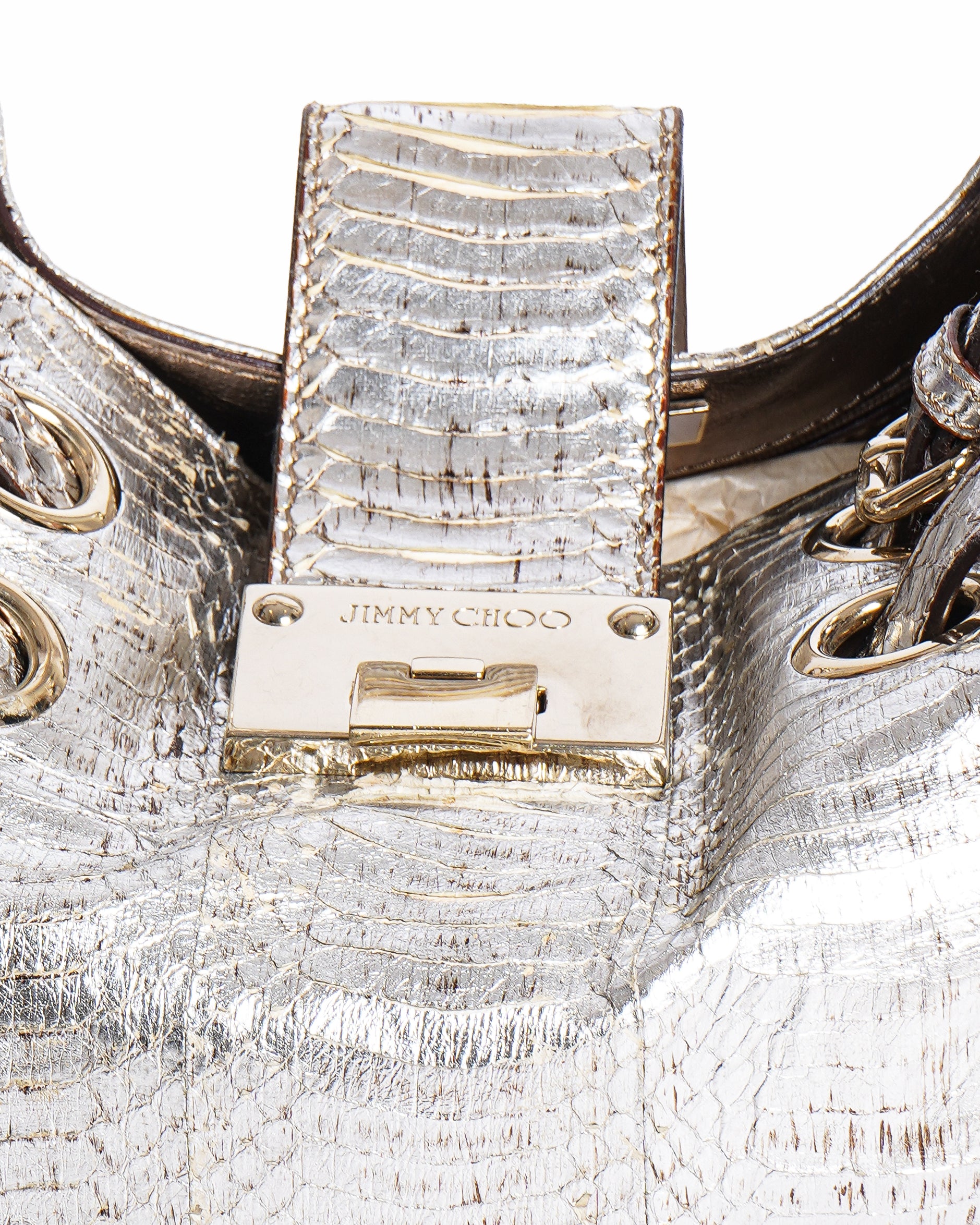 Jimmy Choo Silver Python Ramona Shoulder Bag