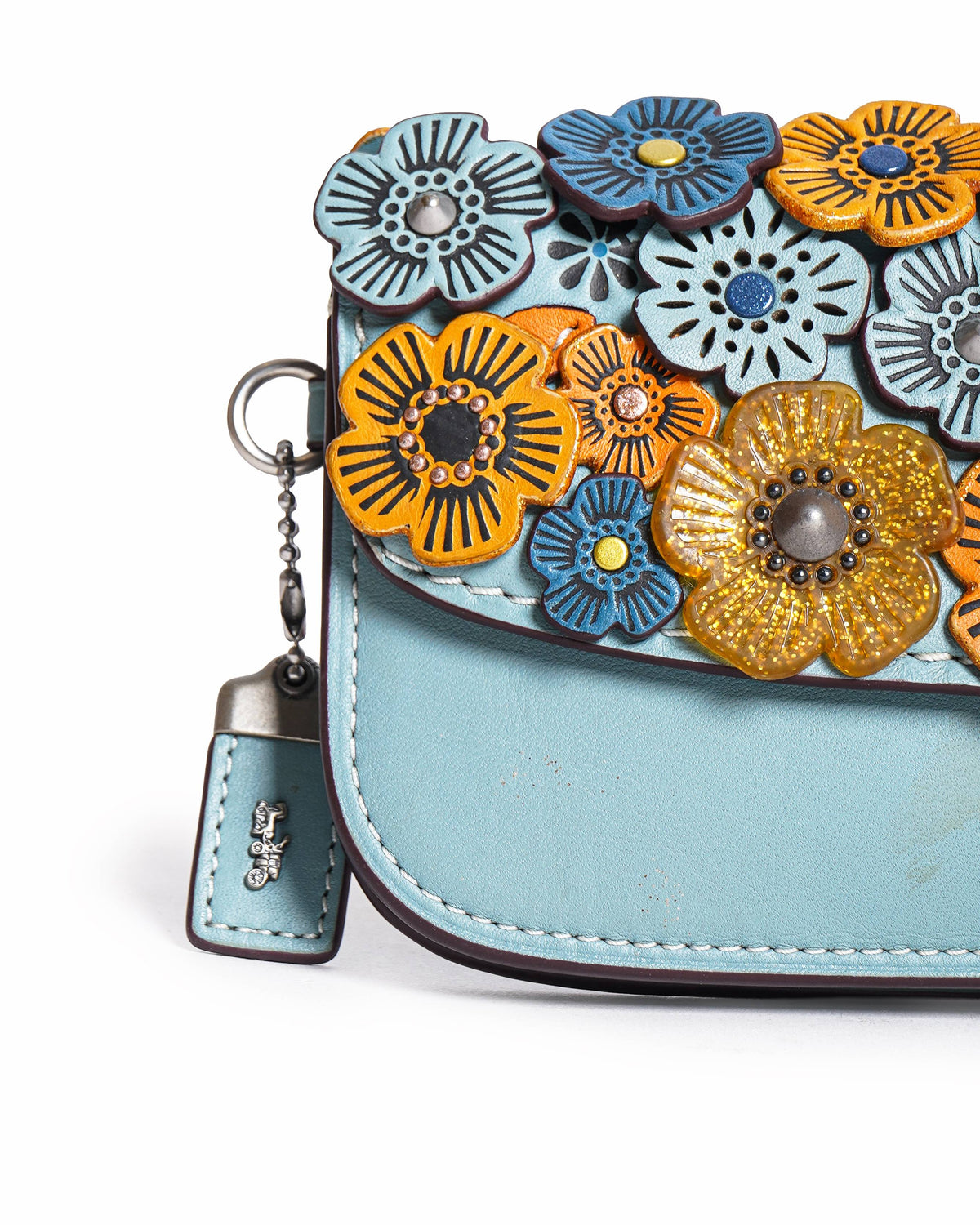 Coach Tea Rose Appliqué Flap Clutch