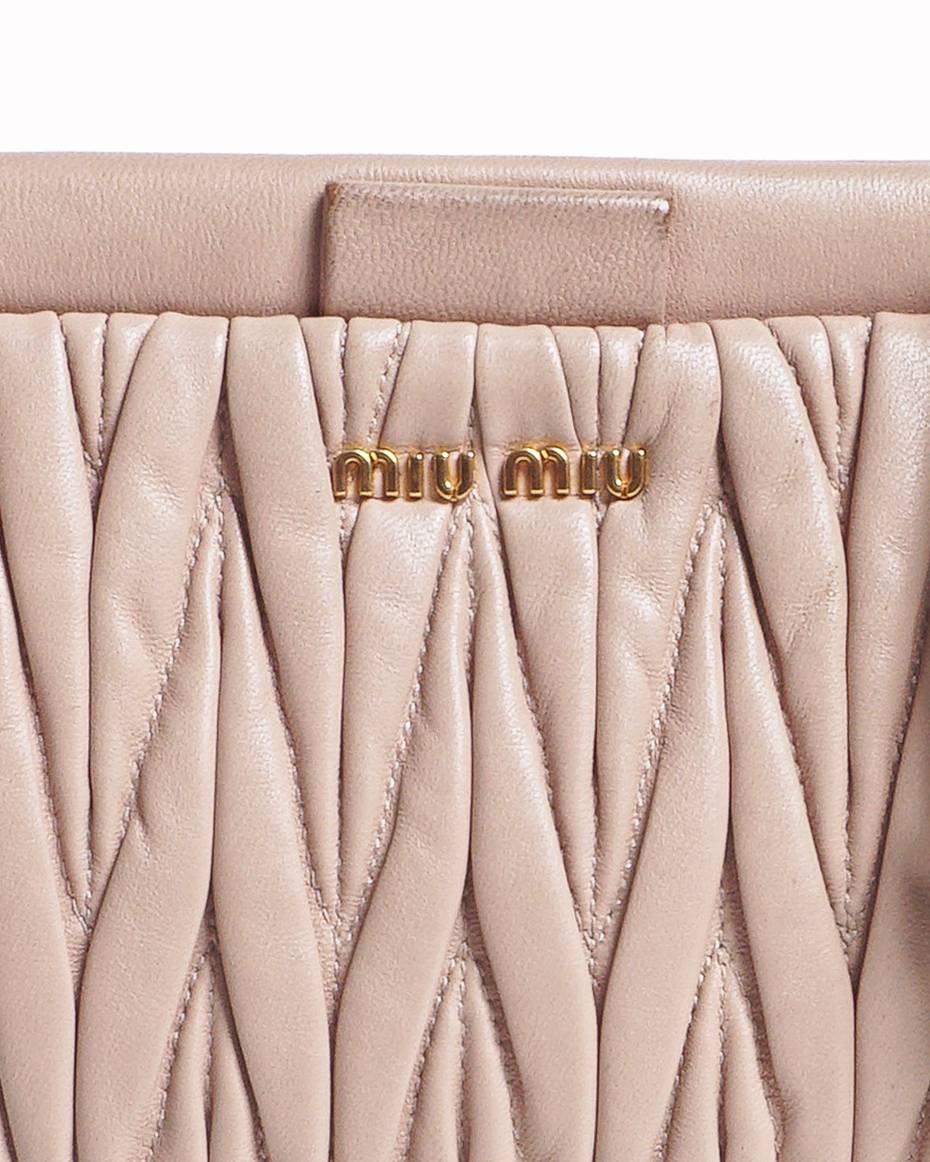 Miu Miu Nude Pink Matelassé Leather Clutch Bag