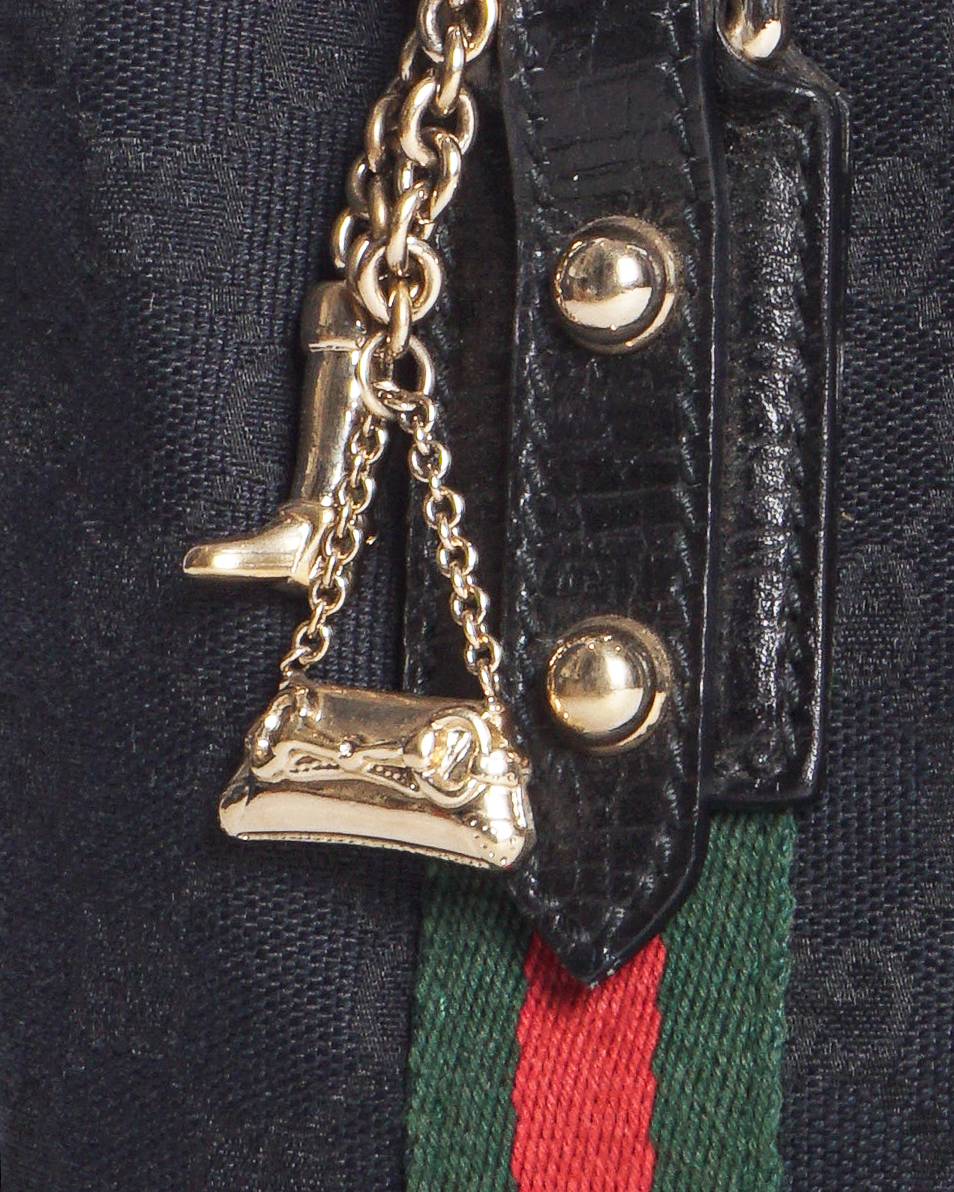 Gucci Black GG Canvas Web Small Tote Bag