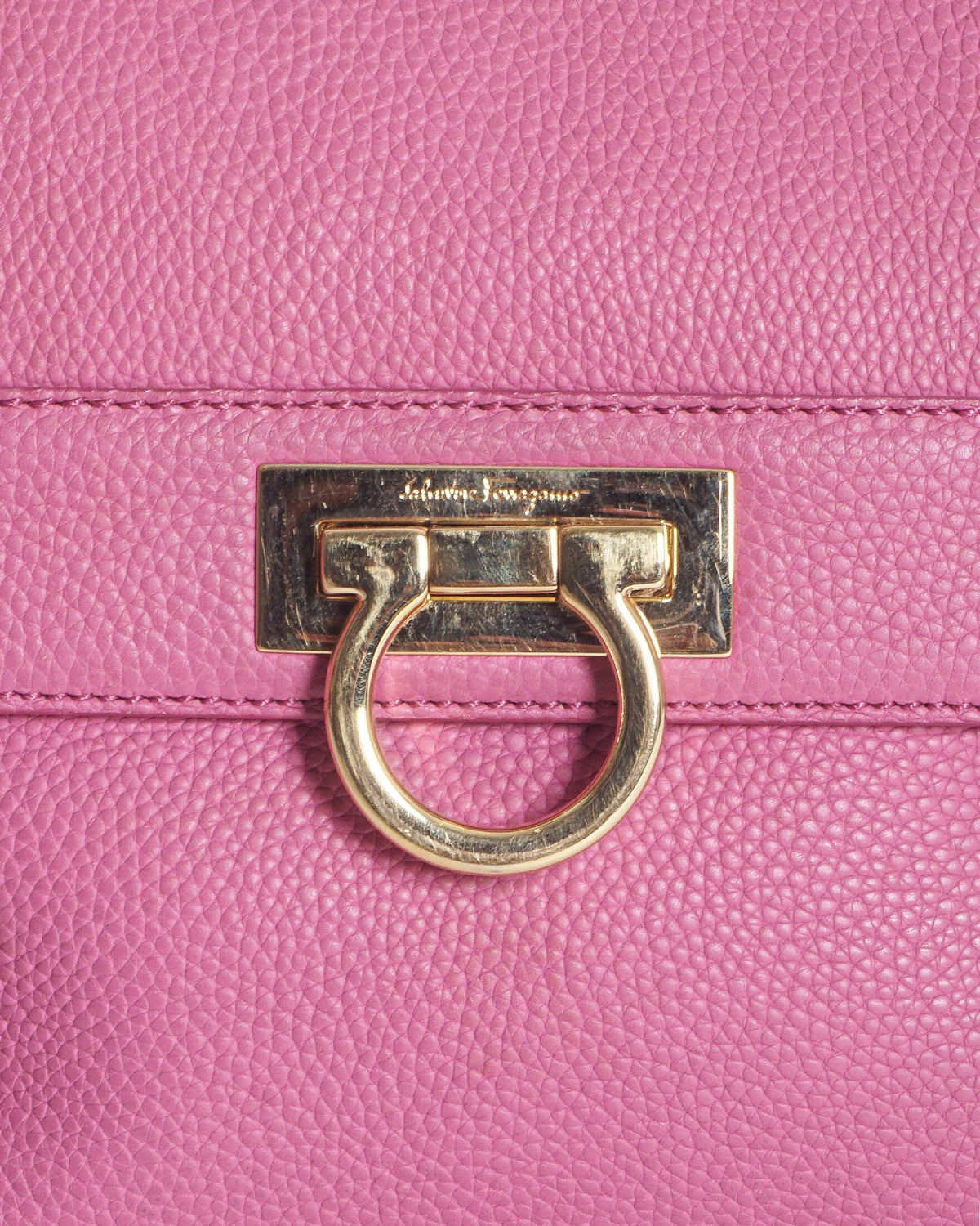Salvatore Ferragamo Magenta Pink Pebbled Leather Sofia Bag