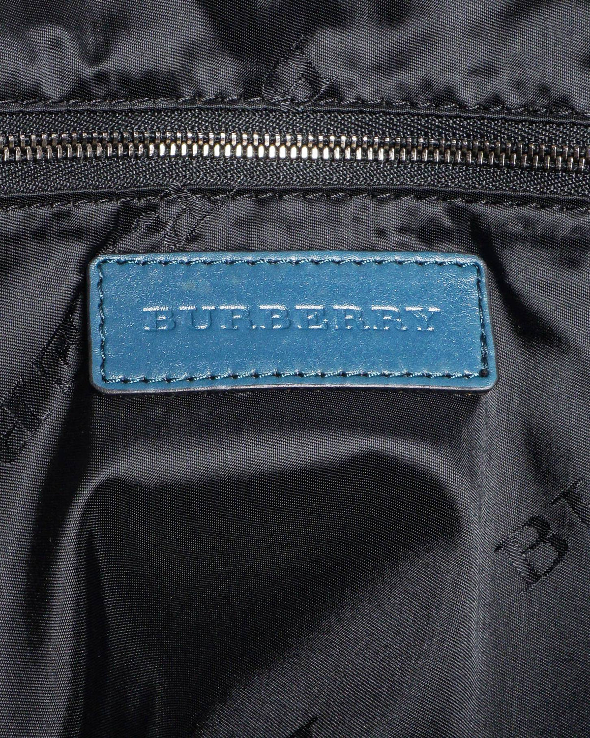 Burberry Dusty Blue Ruched Leather Satchel Handbag
