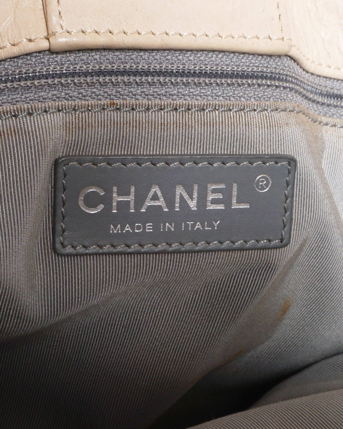 Chanel Beige Pebbled Leather Executive Cerf Tote
