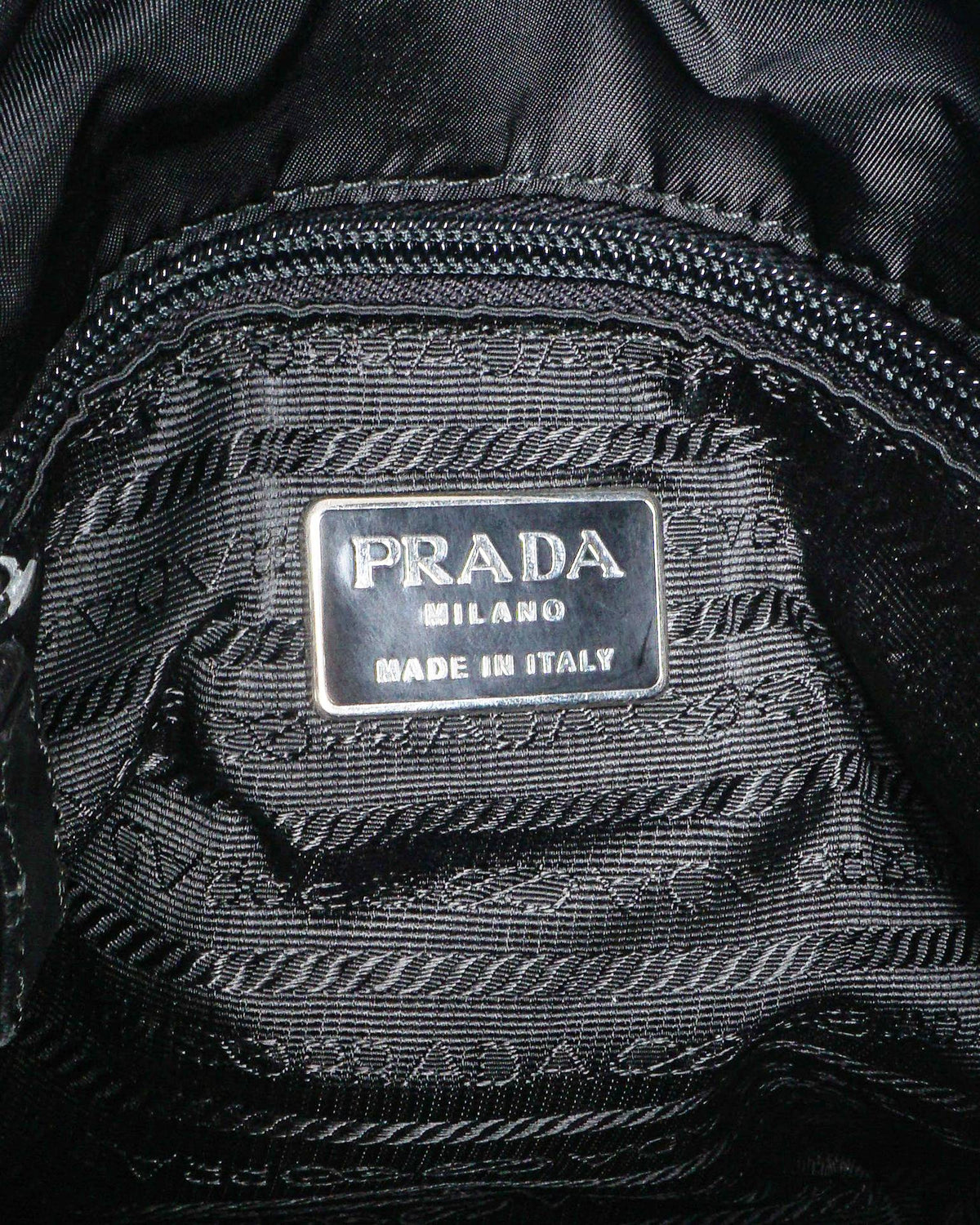 Prada Vintage Tessuto Catena Black Nylon Shoulder Bag