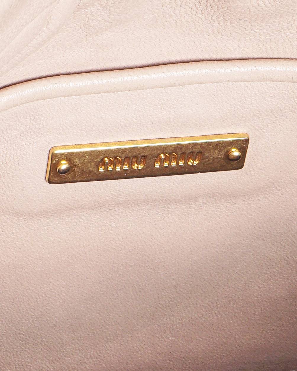 Miu Miu Nude Pink Matelassé Leather Clutch Bag