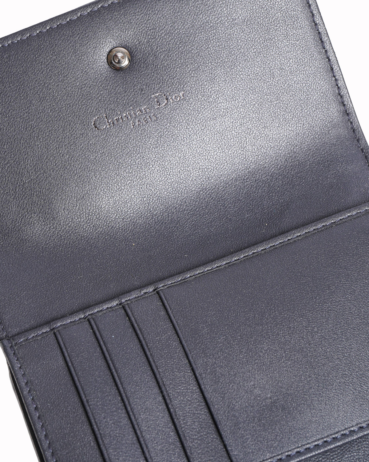 Christian Dior Micro Metallic Diorama Black Micro Cannage Wallet