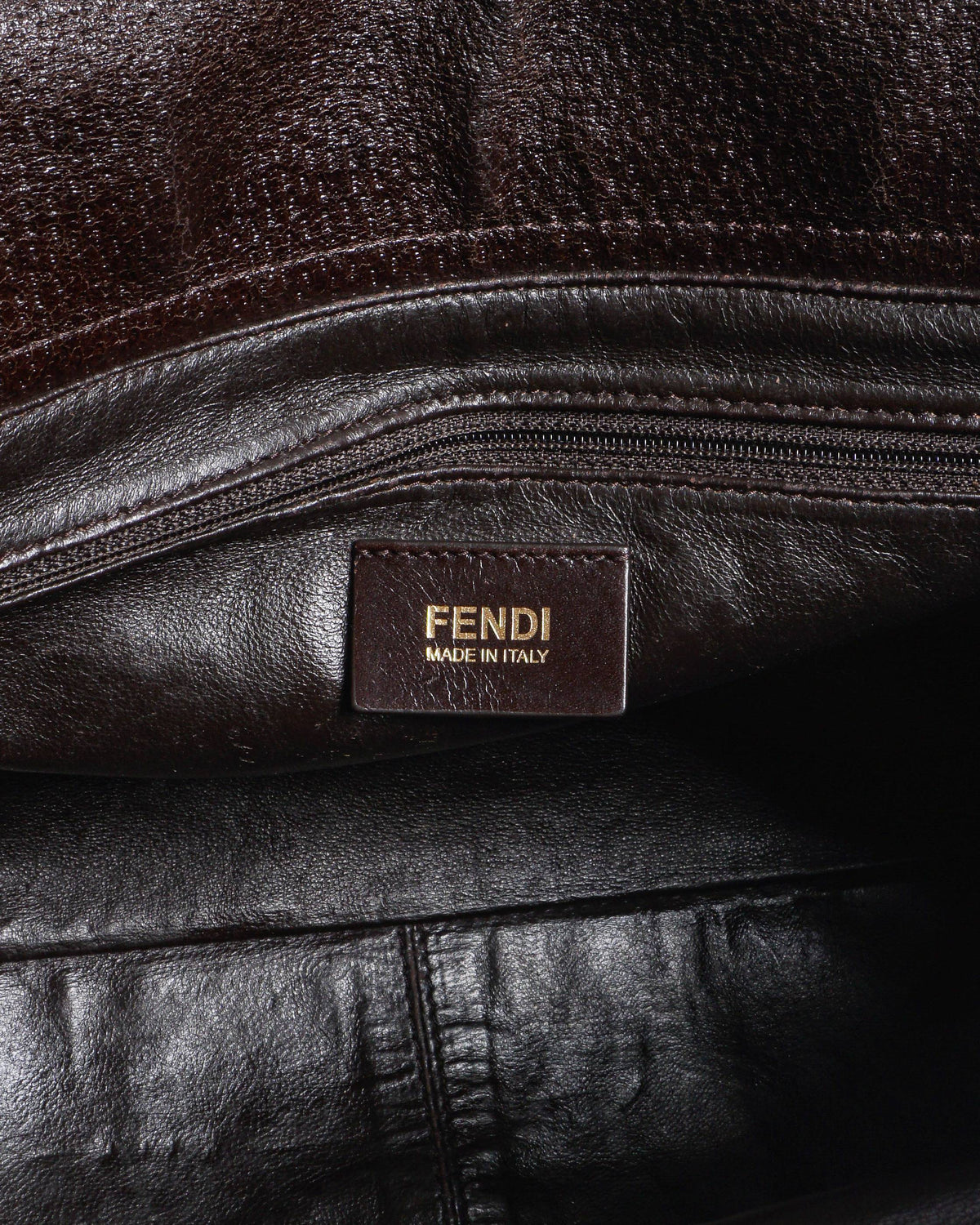 Fendi Classico No. 3 Dark Brown Pebbled Leather Shopper Bag