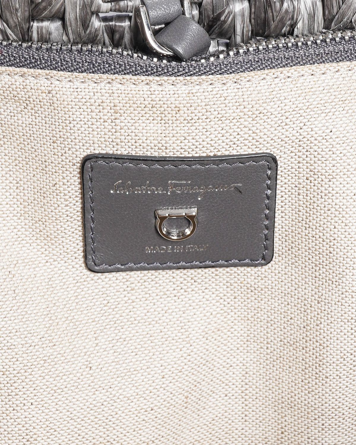 Salvatore Ferragamo Ferragamo Studio Box Woven Raffia Tote Bag