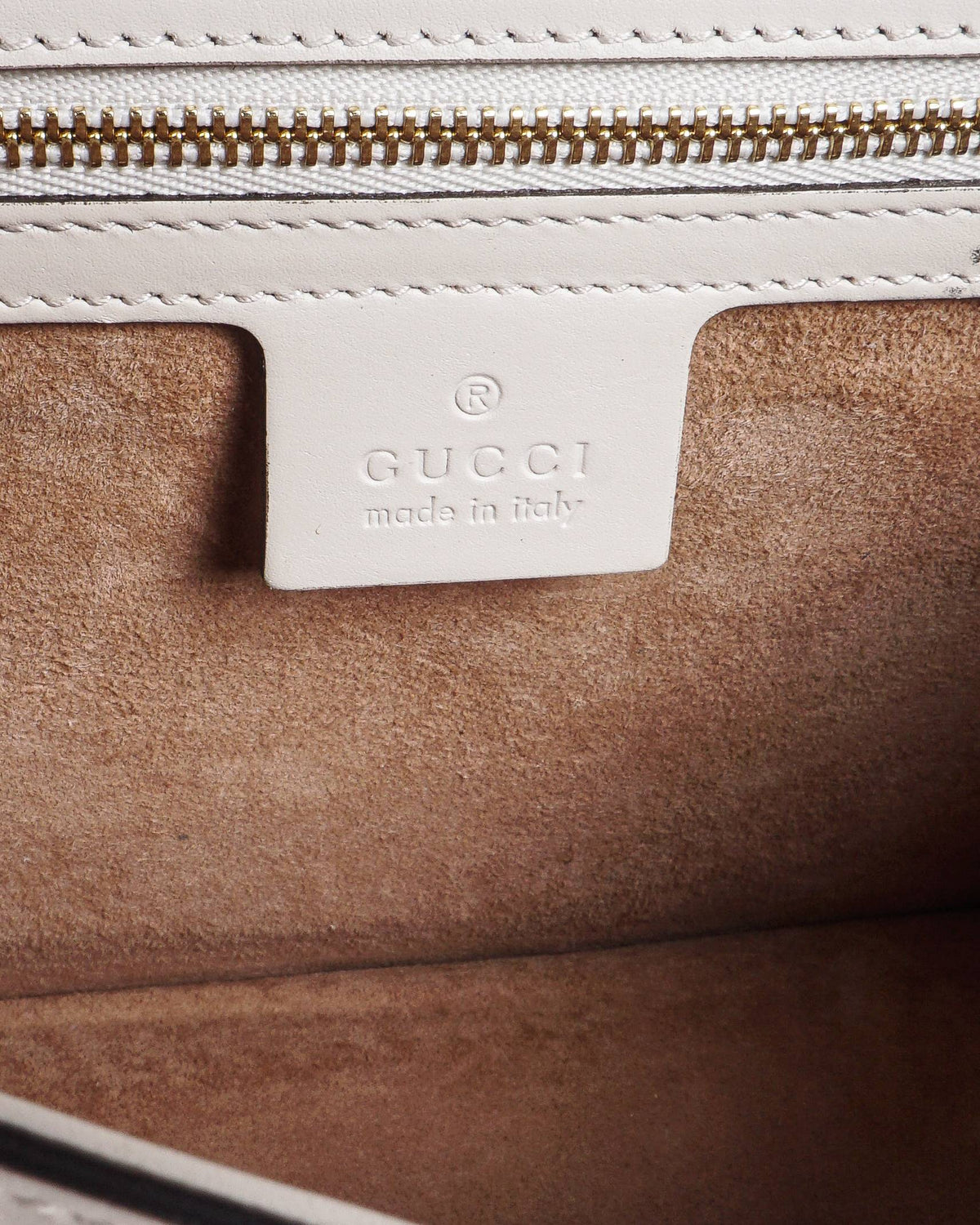 Gucci Sylvie White Calfskin Chain Shoulder Bag