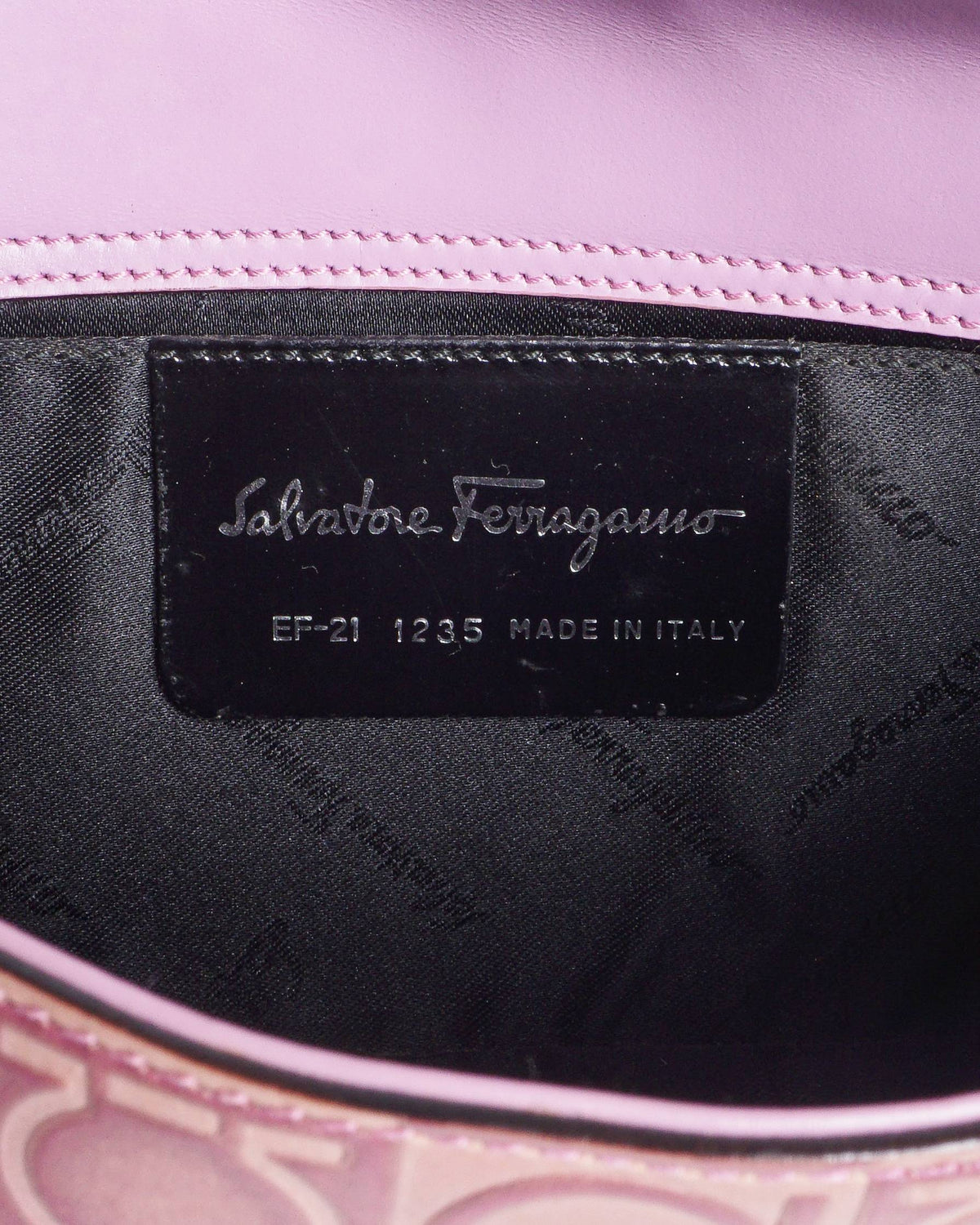 Salvatore Ferragamo Lilac Gancini Monogram Embossed Leather Baguette Bag