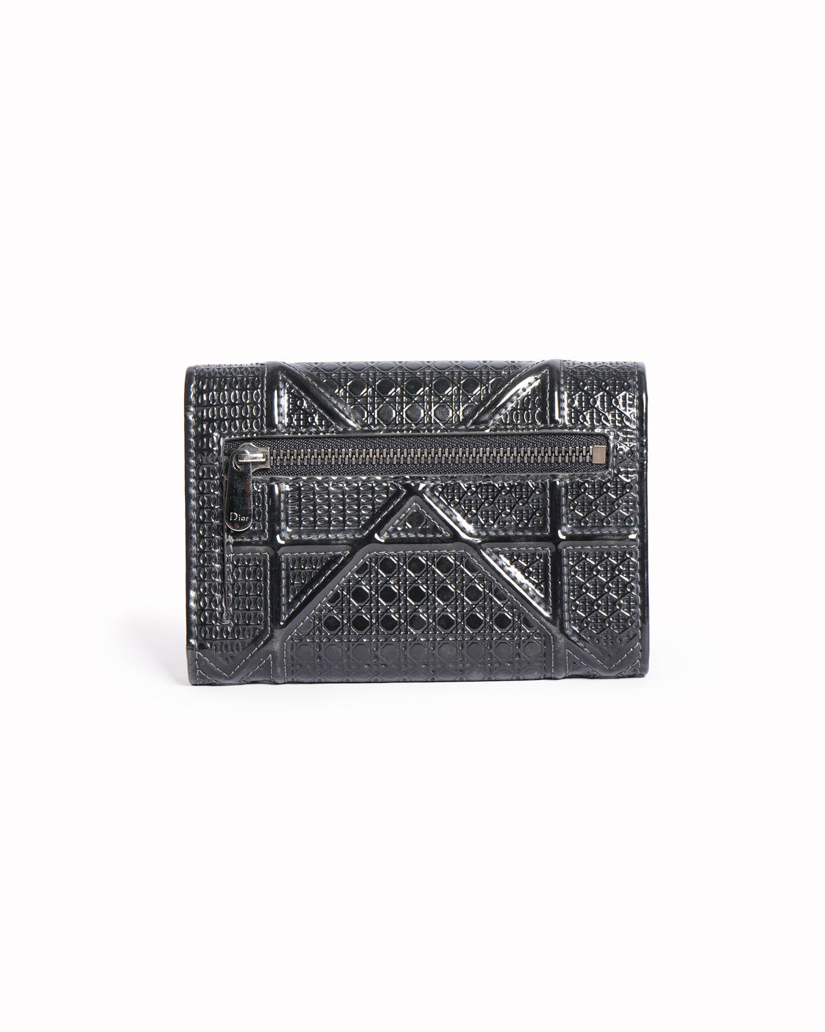 Christian Dior Micro Metallic Diorama Black Micro Cannage Wallet