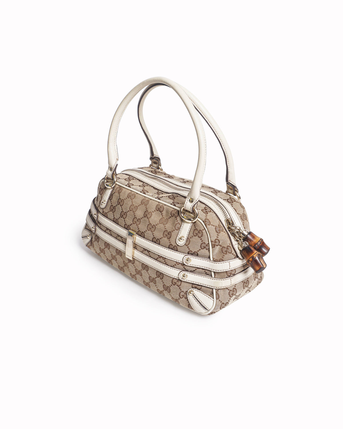 Gucci GG Canvas Horsebit Bamboo Boston Bag