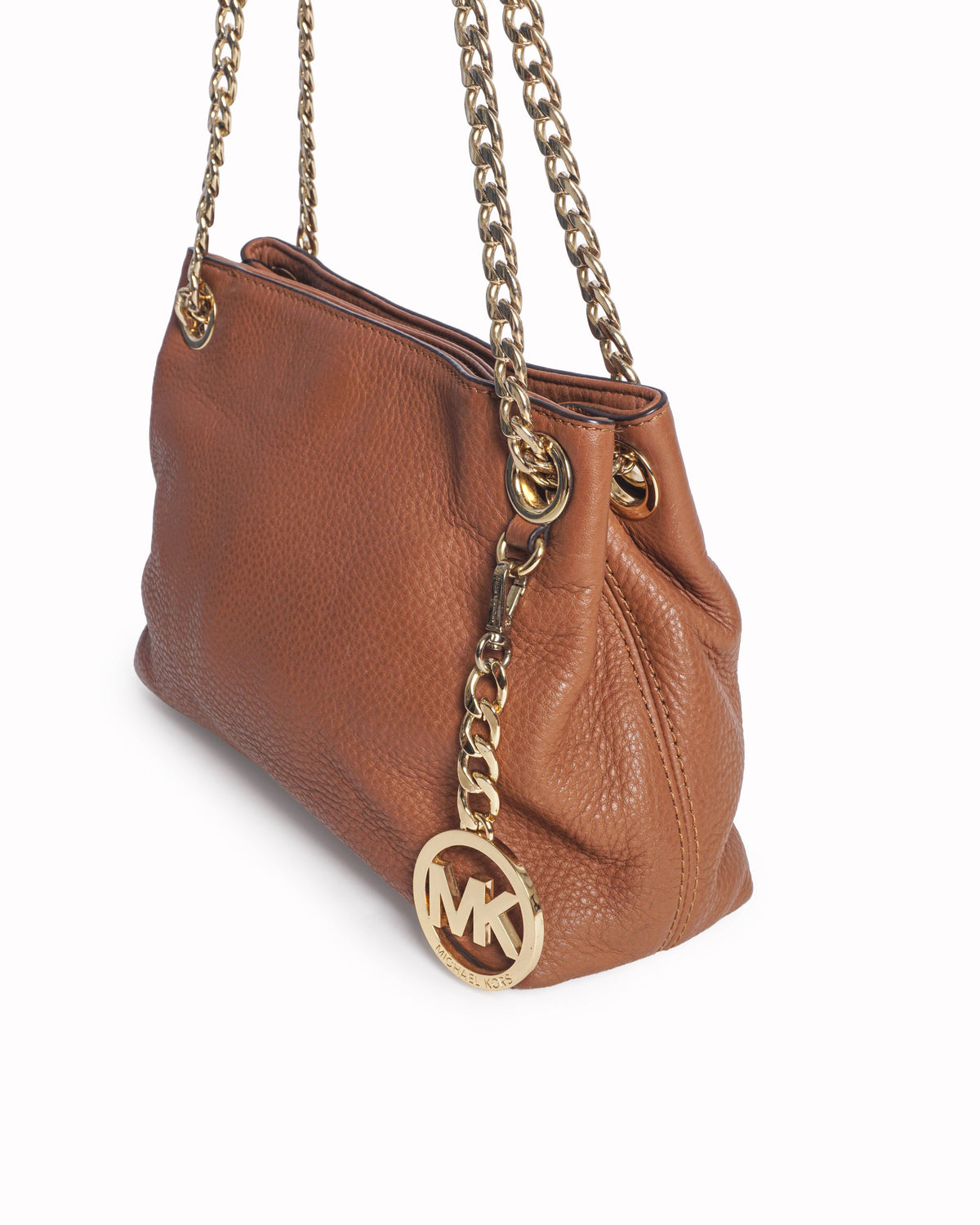 Michael Kors Brown Pebbled Leather Jet Set Chain Tote