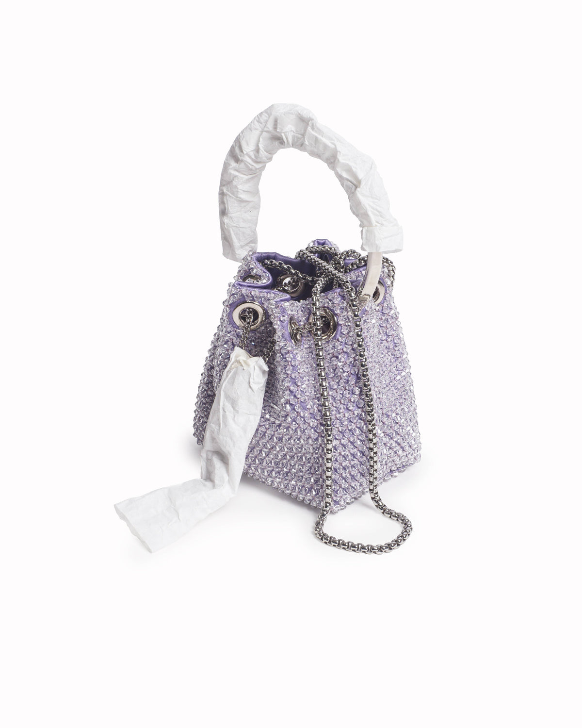 Jimmy Choo Lilac Crystal Micro Bon Bon Beaded Bucket Bag