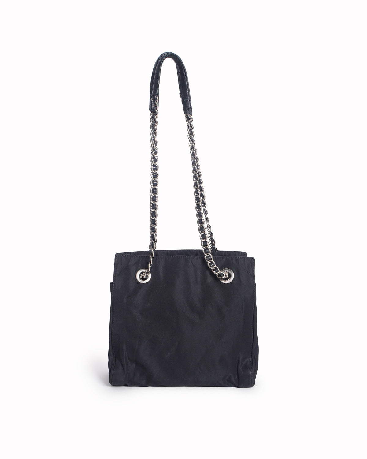 Prada Vintage Tessuto Catena Black Nylon Shoulder Bag