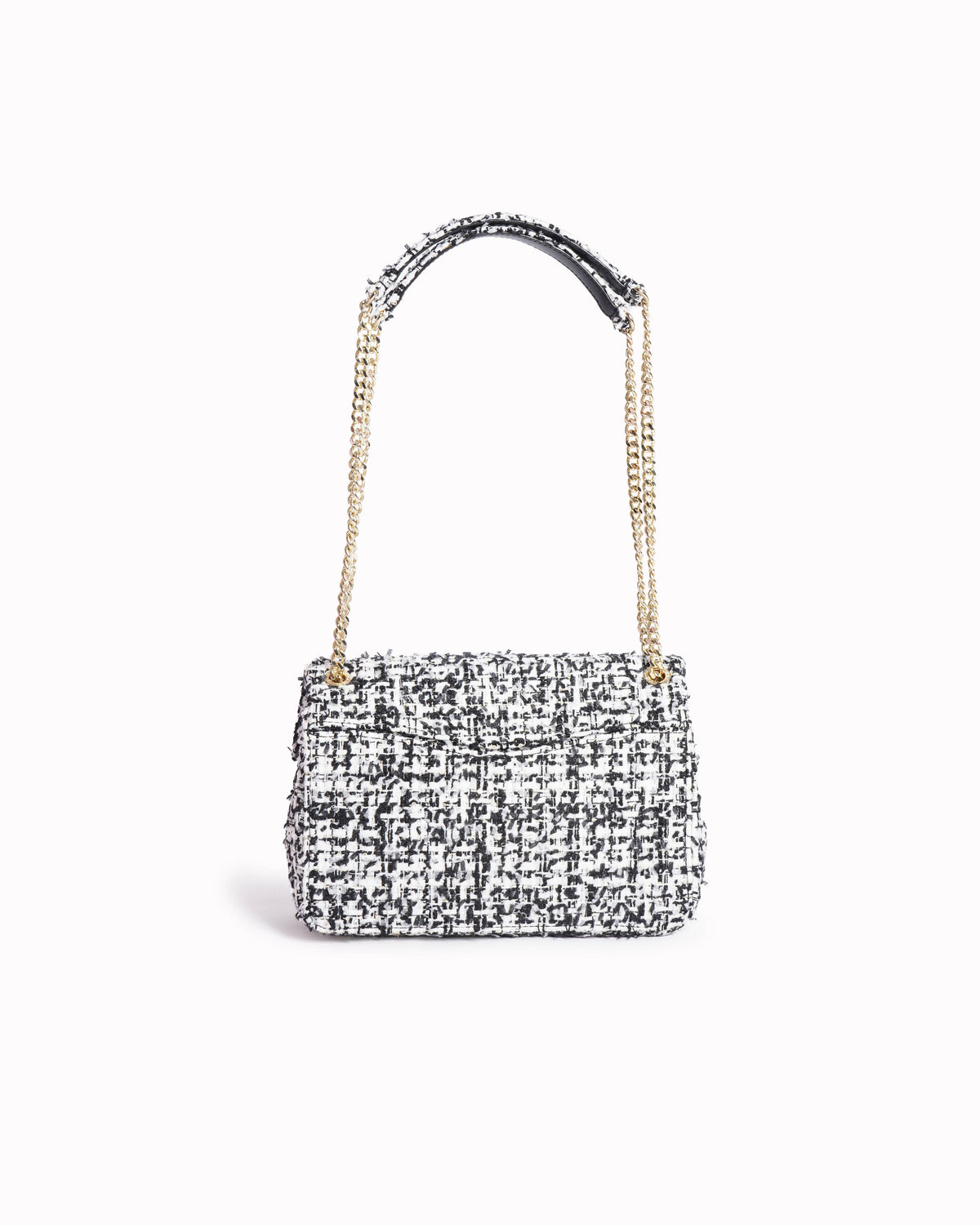 New Sandro Black and White Yza tweed Shoulder Bag