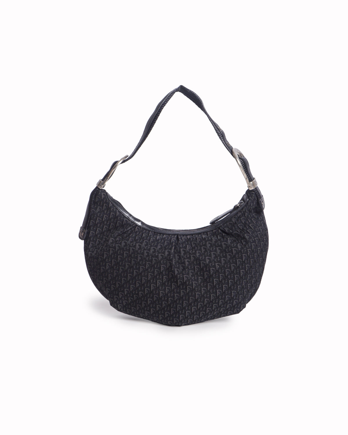 Dior Black Oblique Canvas & Leather Buckle Handle Hobo
