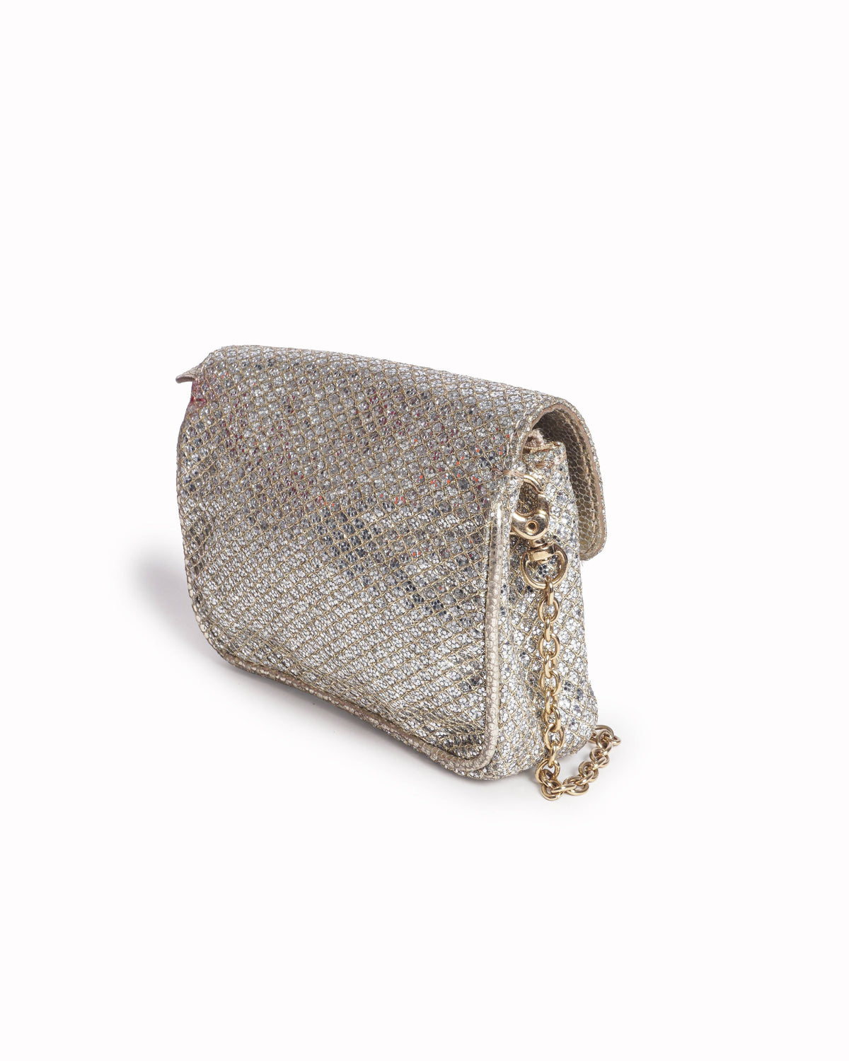 Jimmy Choo Gold & Silver Glitter Mini Rebel Crossbody Bag