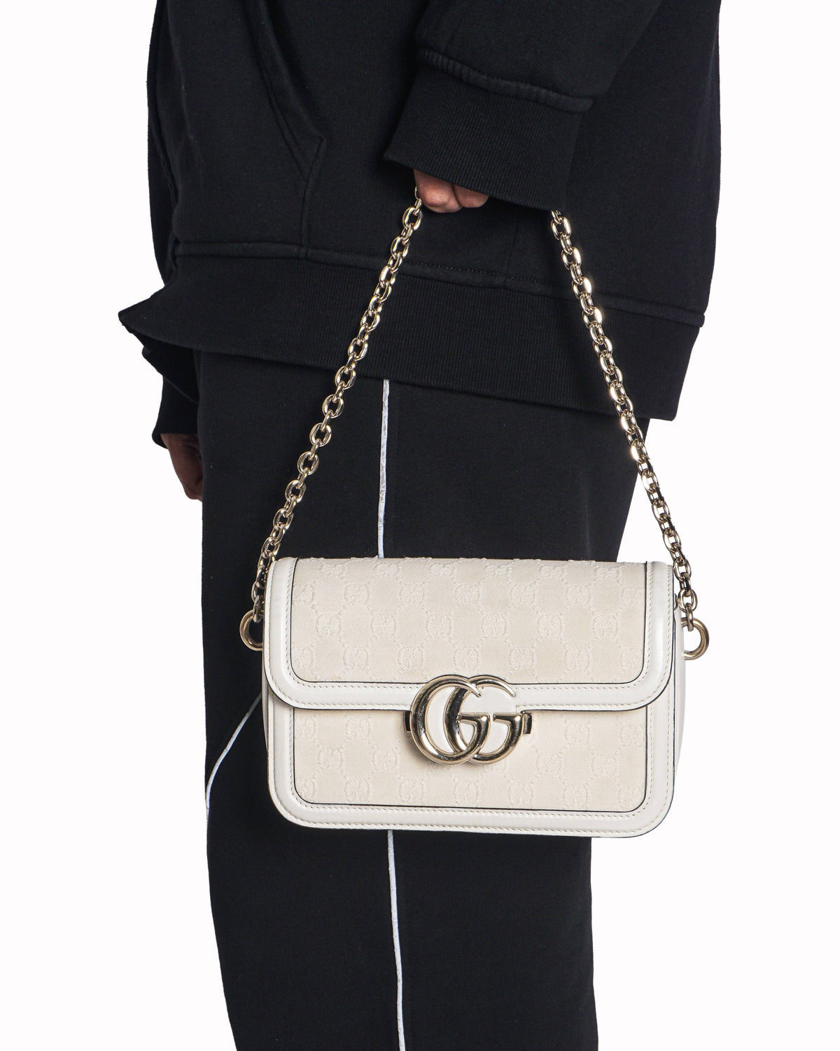 Gucci Ivory GG Canvas GG Marmont Shoulder Bag