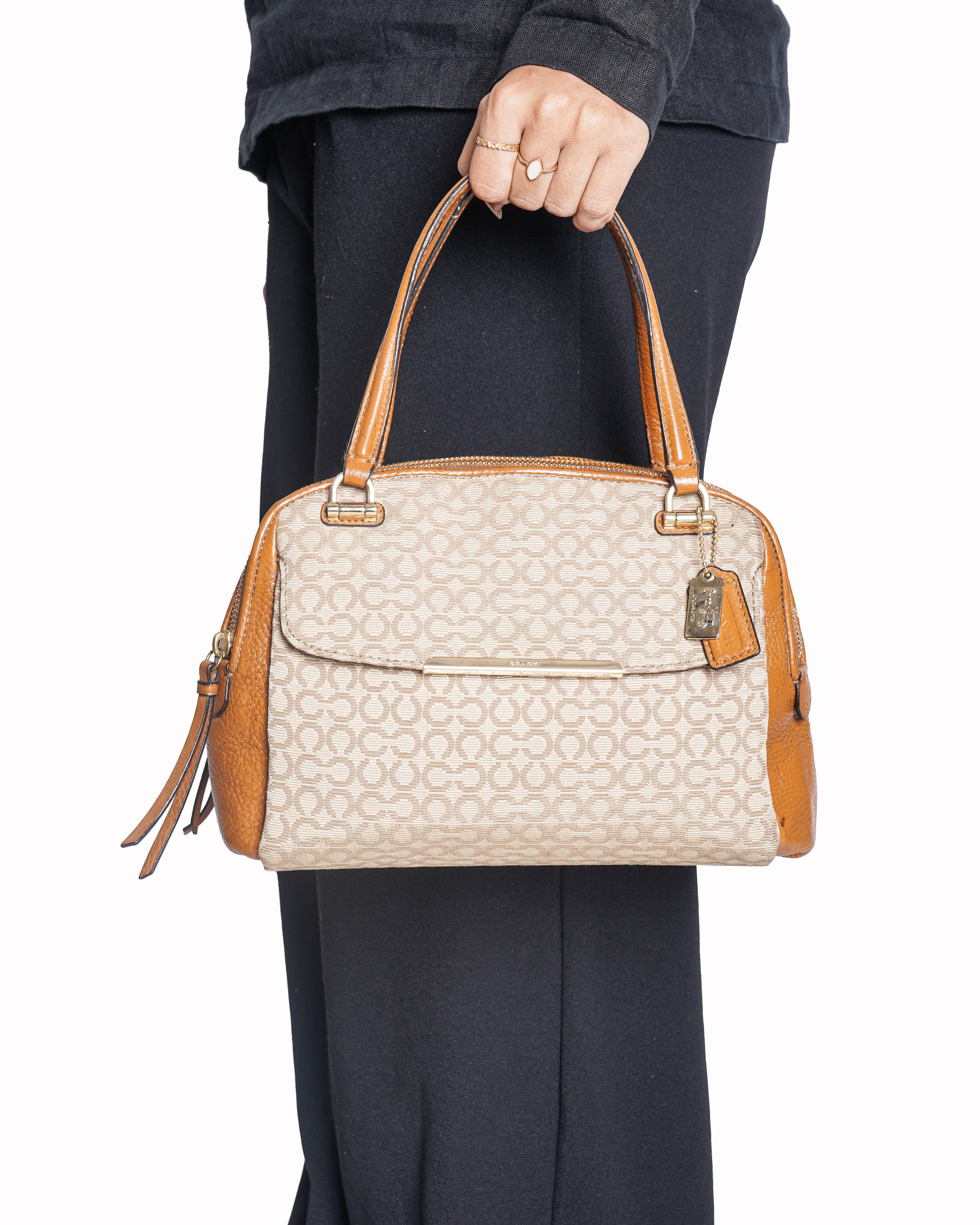 Coach Signature Jacquard and Leather Hobo Shoulder Bag | Authentic
