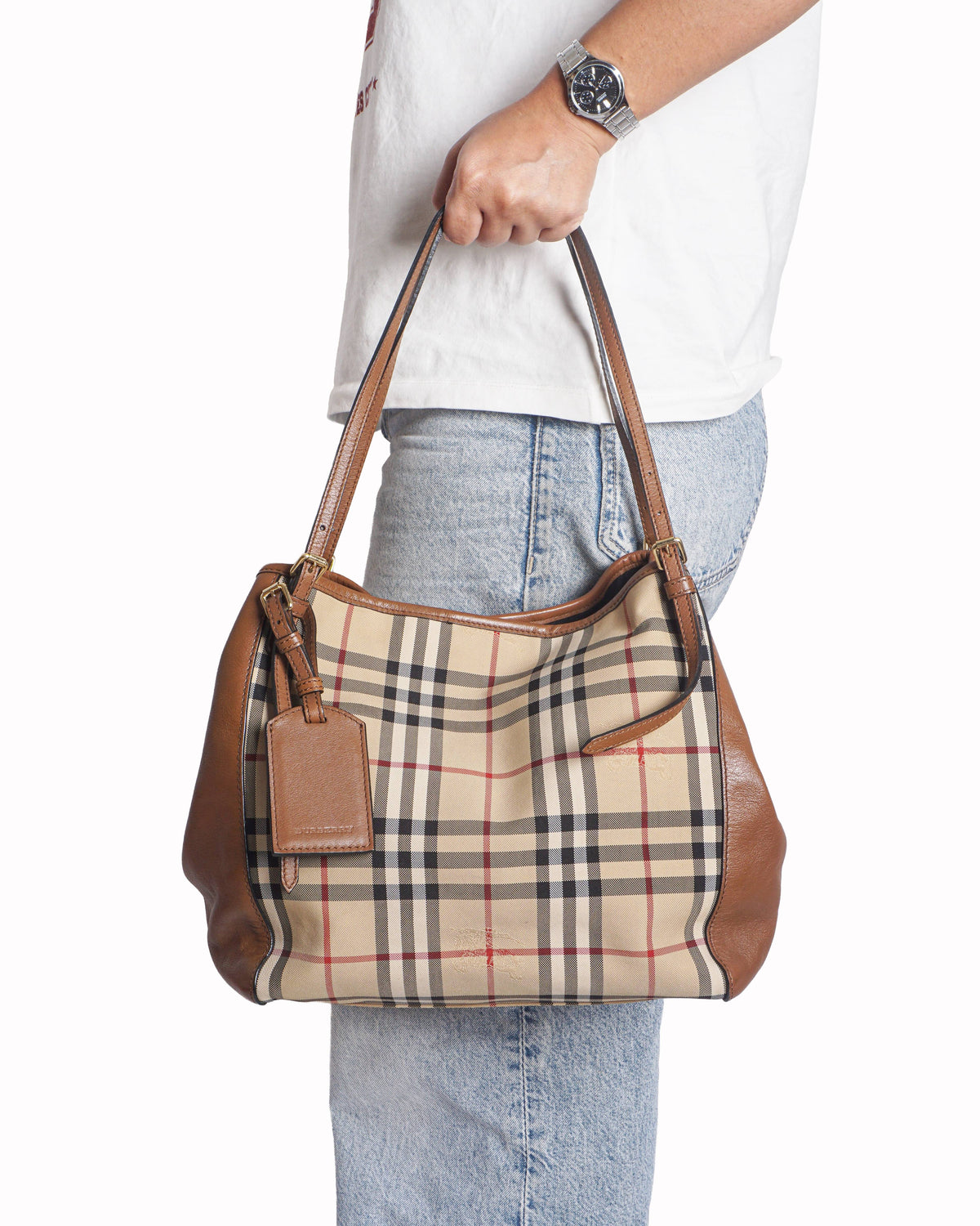 Burberry Vintage Nova Check Canvas Hobo Bag