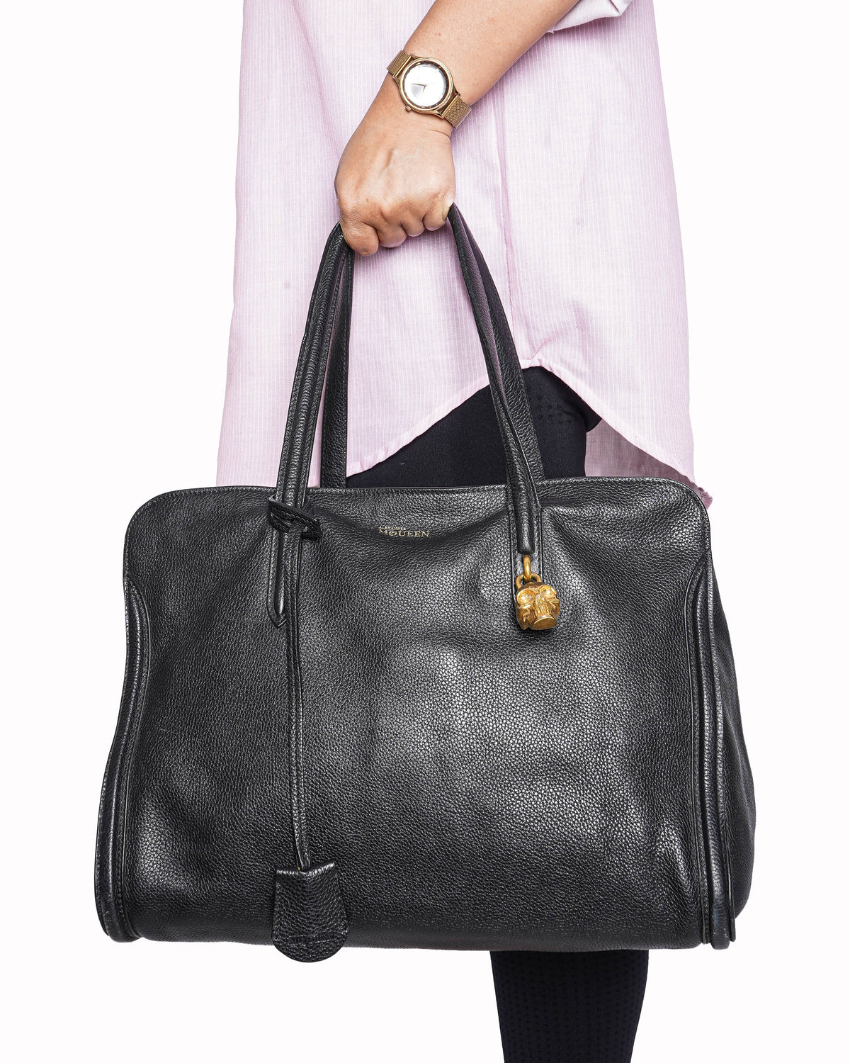 Alexander McQueen Zipper Leather Bowling Bag