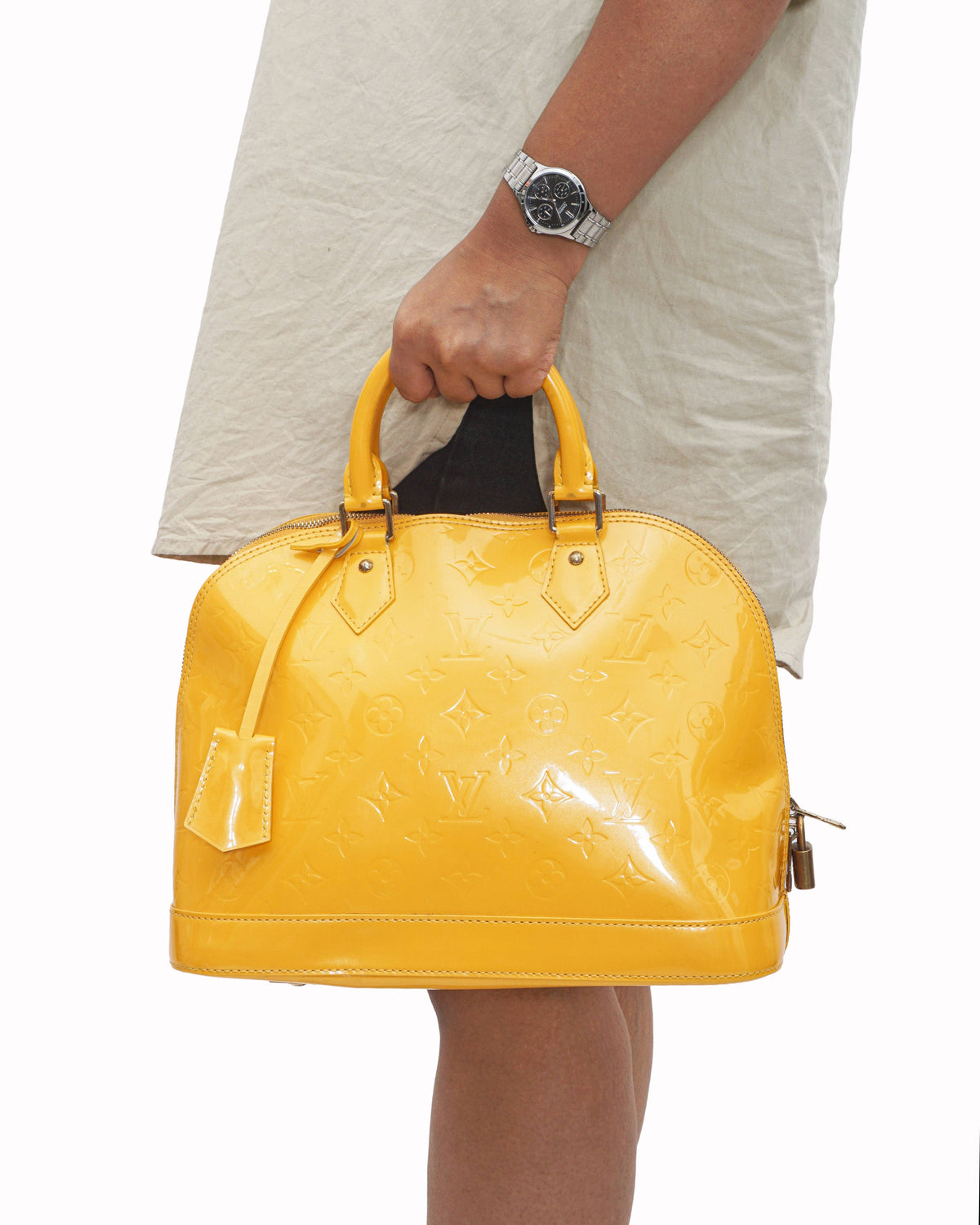 Louis Vuitton Yellow Monogram Vernis Alma PM Bag