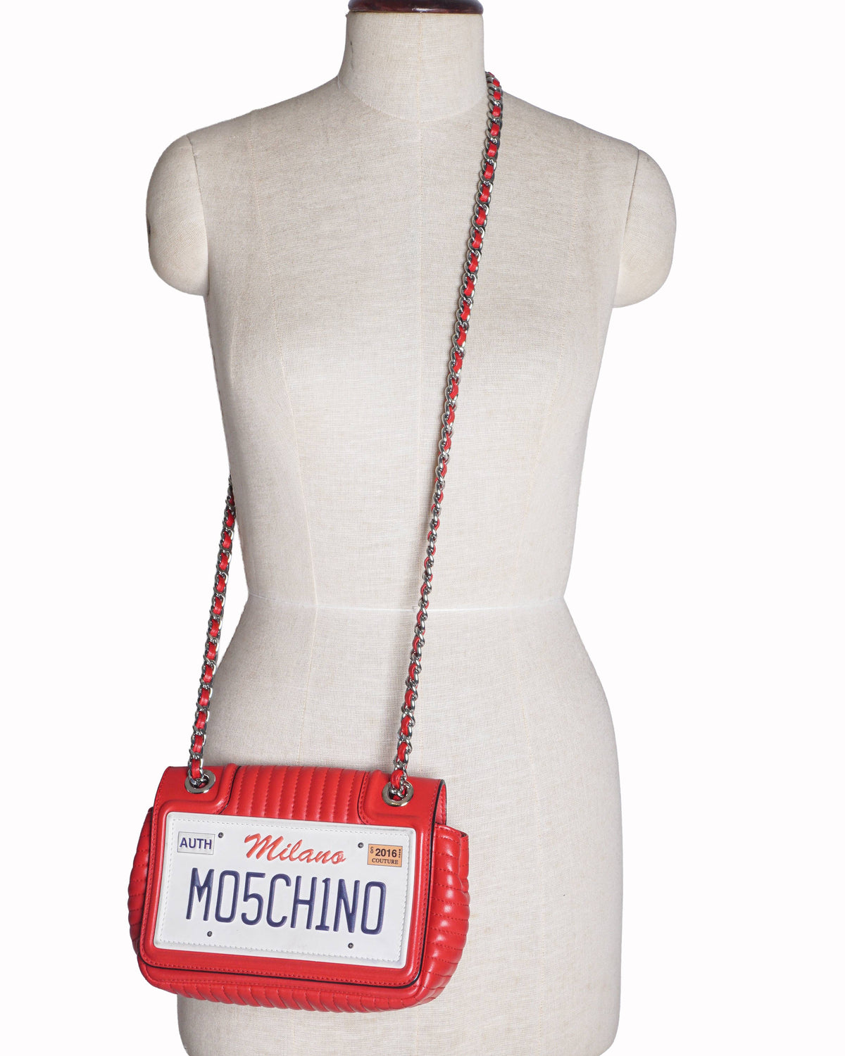Moschino Number Plate Shoulder Bag In Red