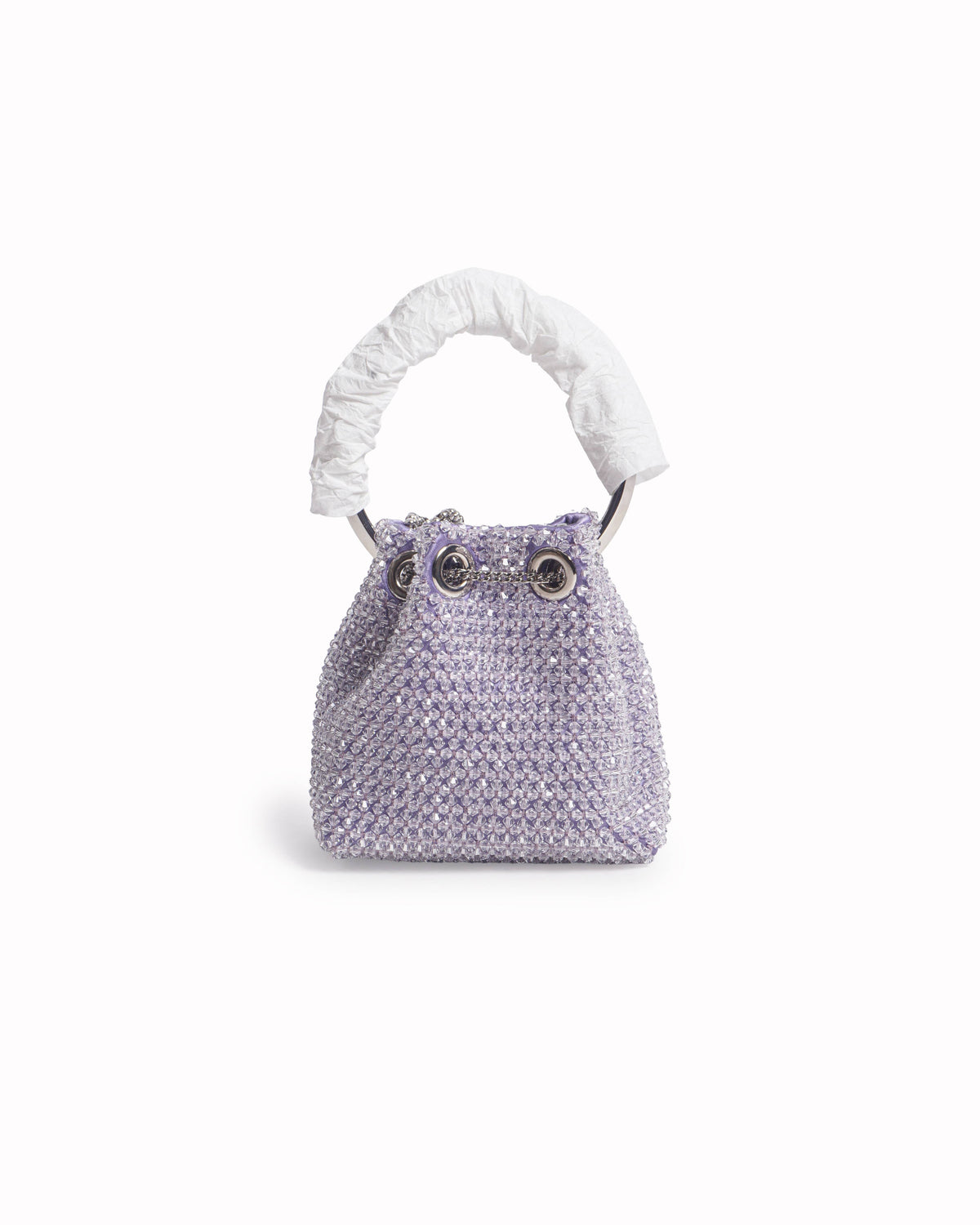 Jimmy Choo Lilac Crystal Micro Bon Bon Beaded Bucket Bag