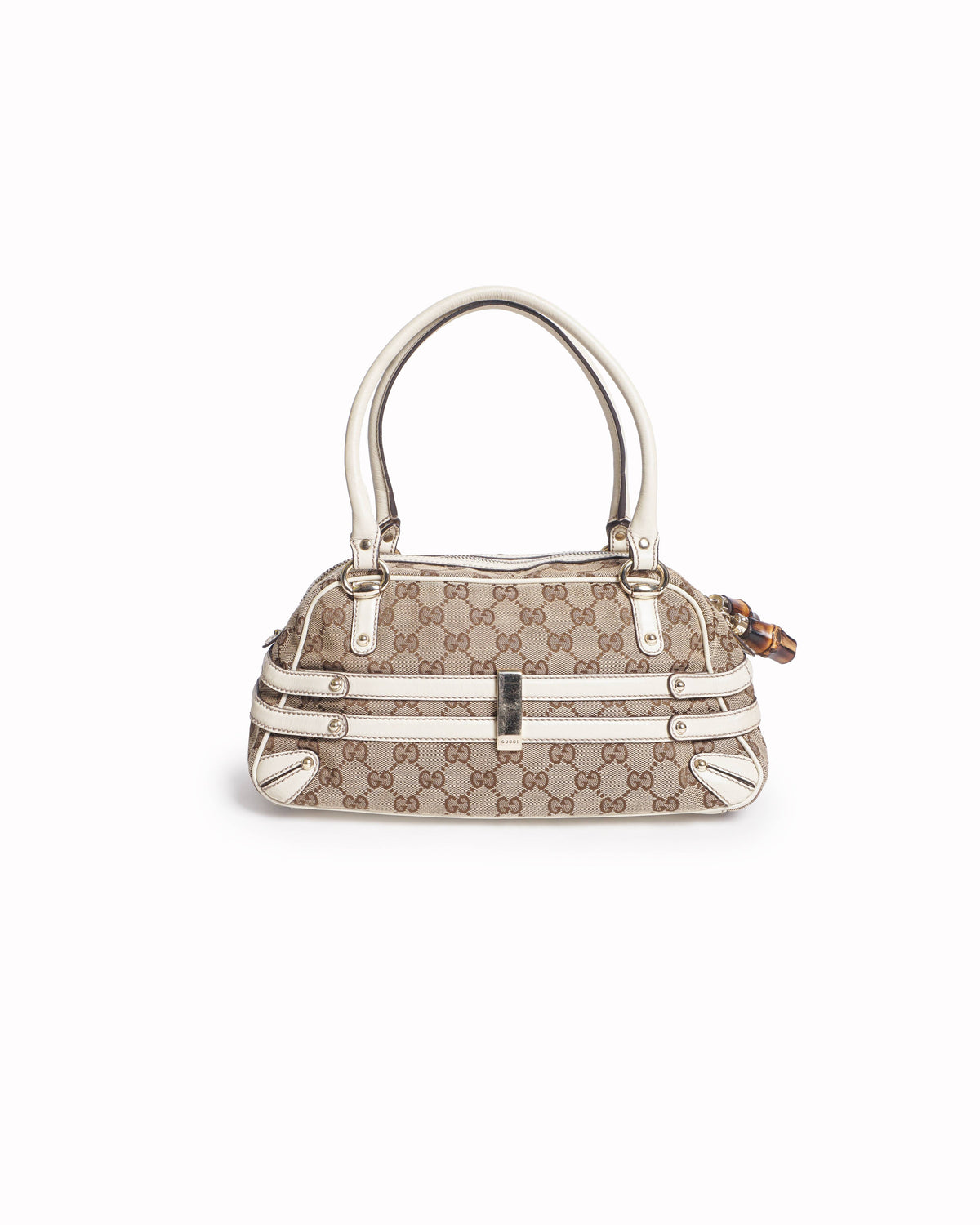Gucci GG Canvas Horsebit Bamboo Boston Bag