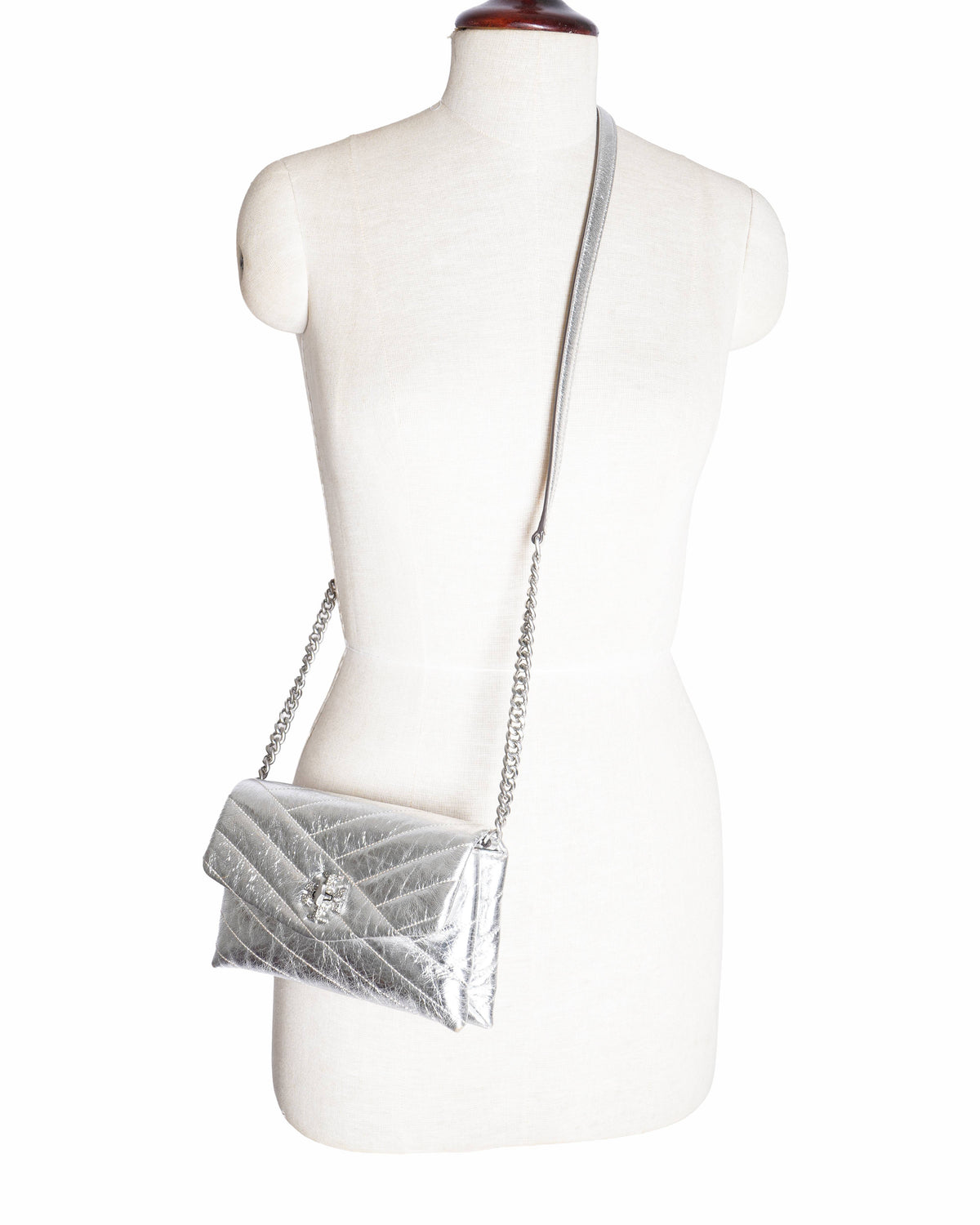 Tory Burch Kira Chevron Metallic Pavé Twist Lock Crossbody Bag