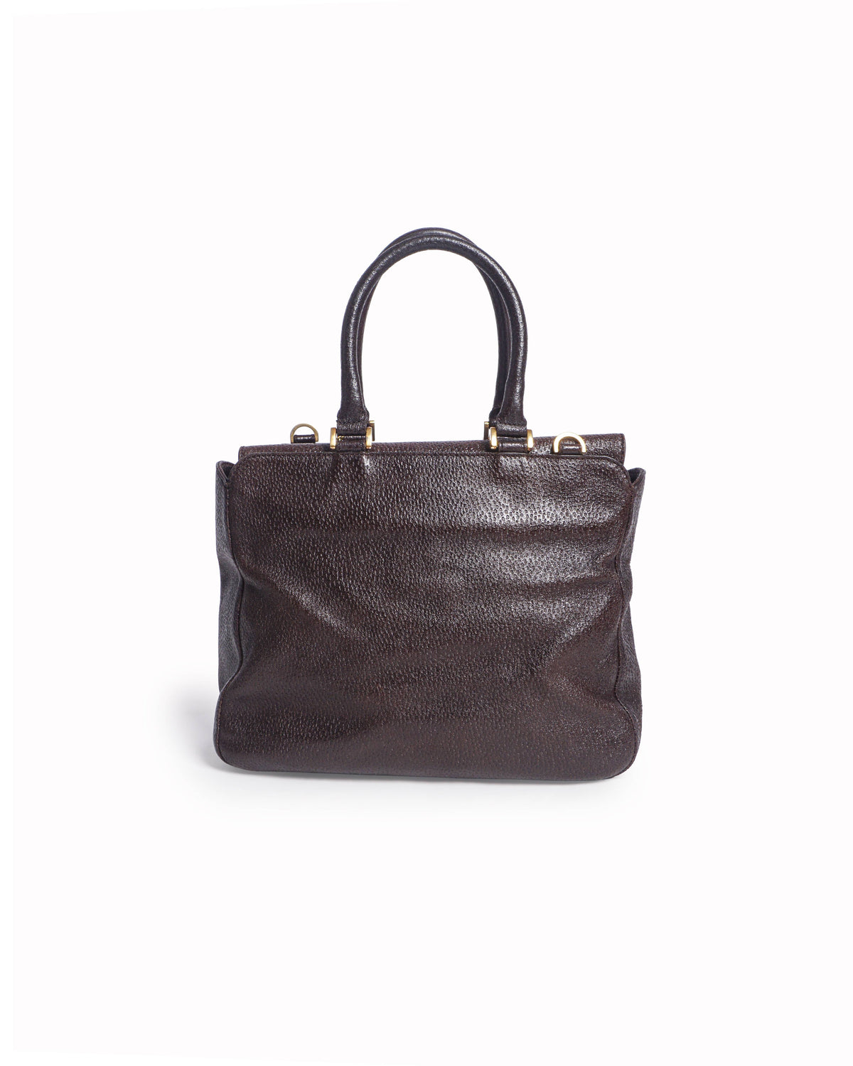 Fendi Classico No. 3 Dark Brown Pebbled Leather Shopper Bag