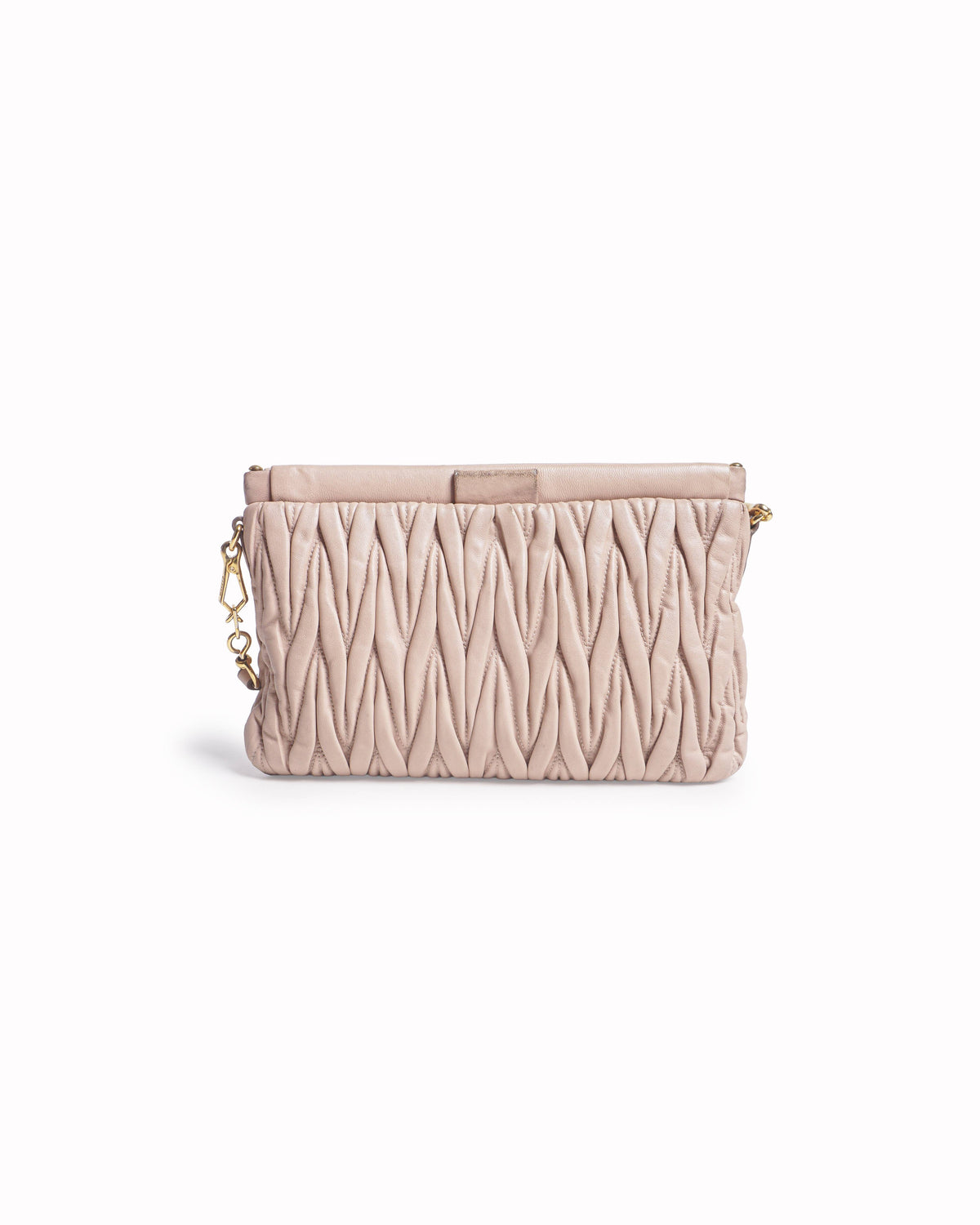 Miu Miu Nude Pink Matelassé Leather Clutch Bag