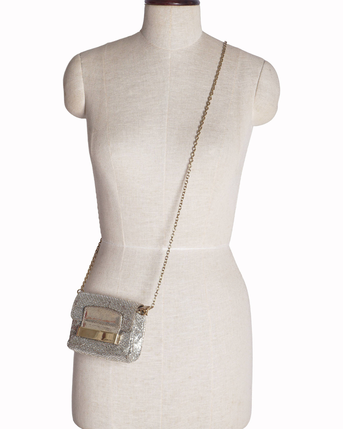Jimmy Choo Gold & Silver Glitter Mini Rebel Crossbody Bag