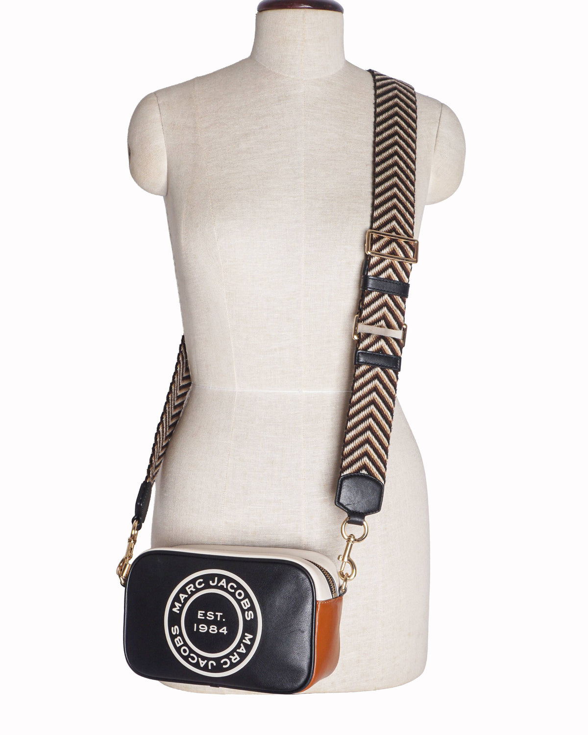 Marc Jacobs Black Flash Leather Graphic Camera Bag