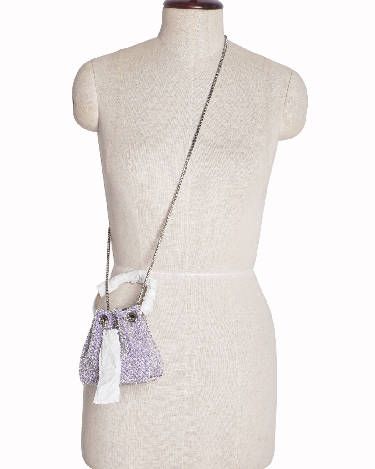 Jimmy Choo Lilac Crystal Micro Bon Bon Beaded Bucket Bag