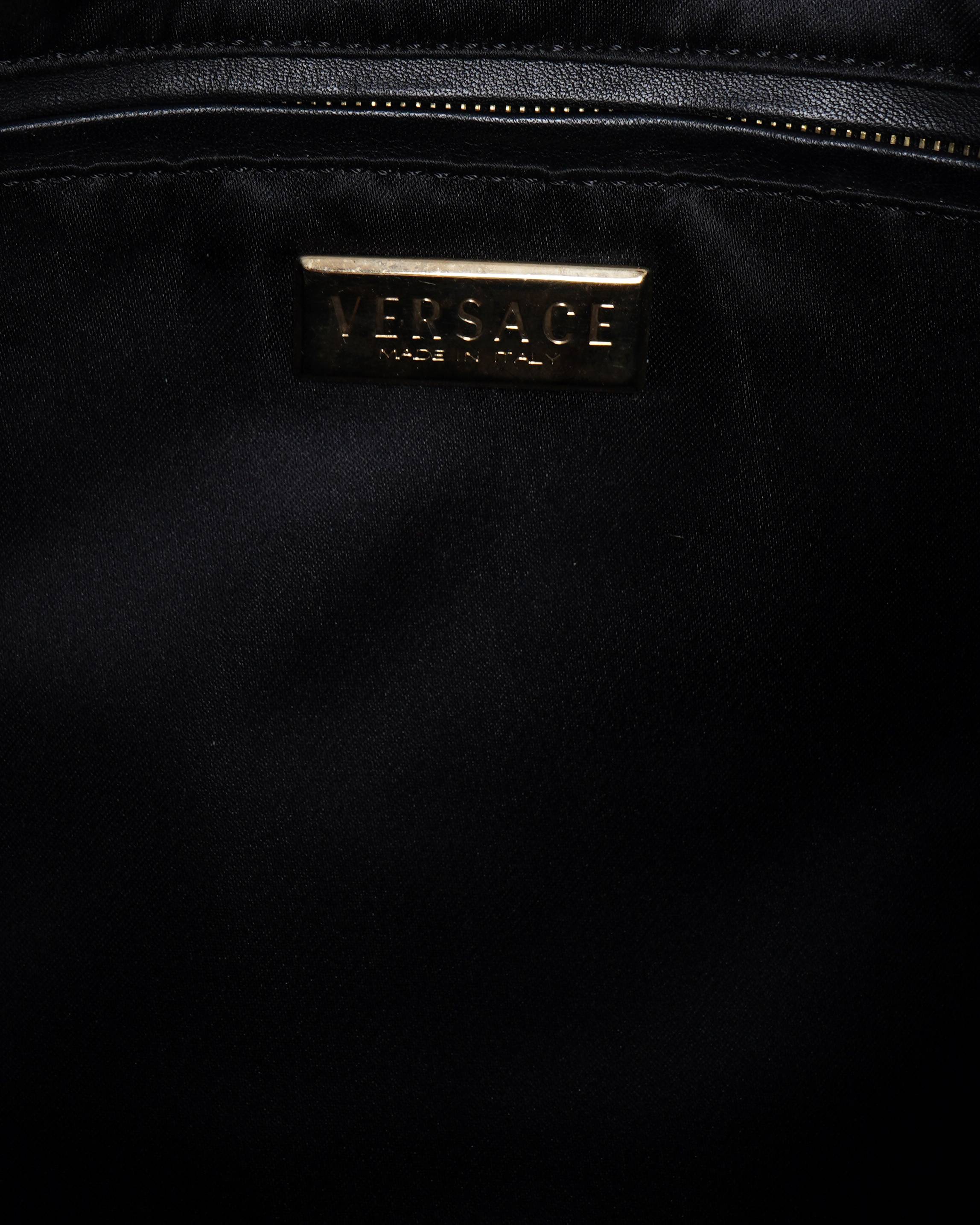 Versace black leather hobo bag