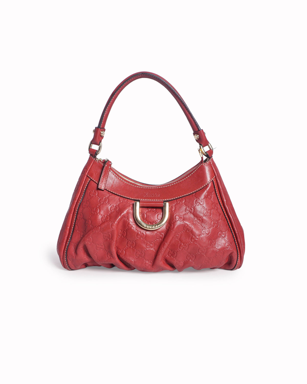 Gucci Red Guccissima Leather Abbey D-Ring Hobo Bag