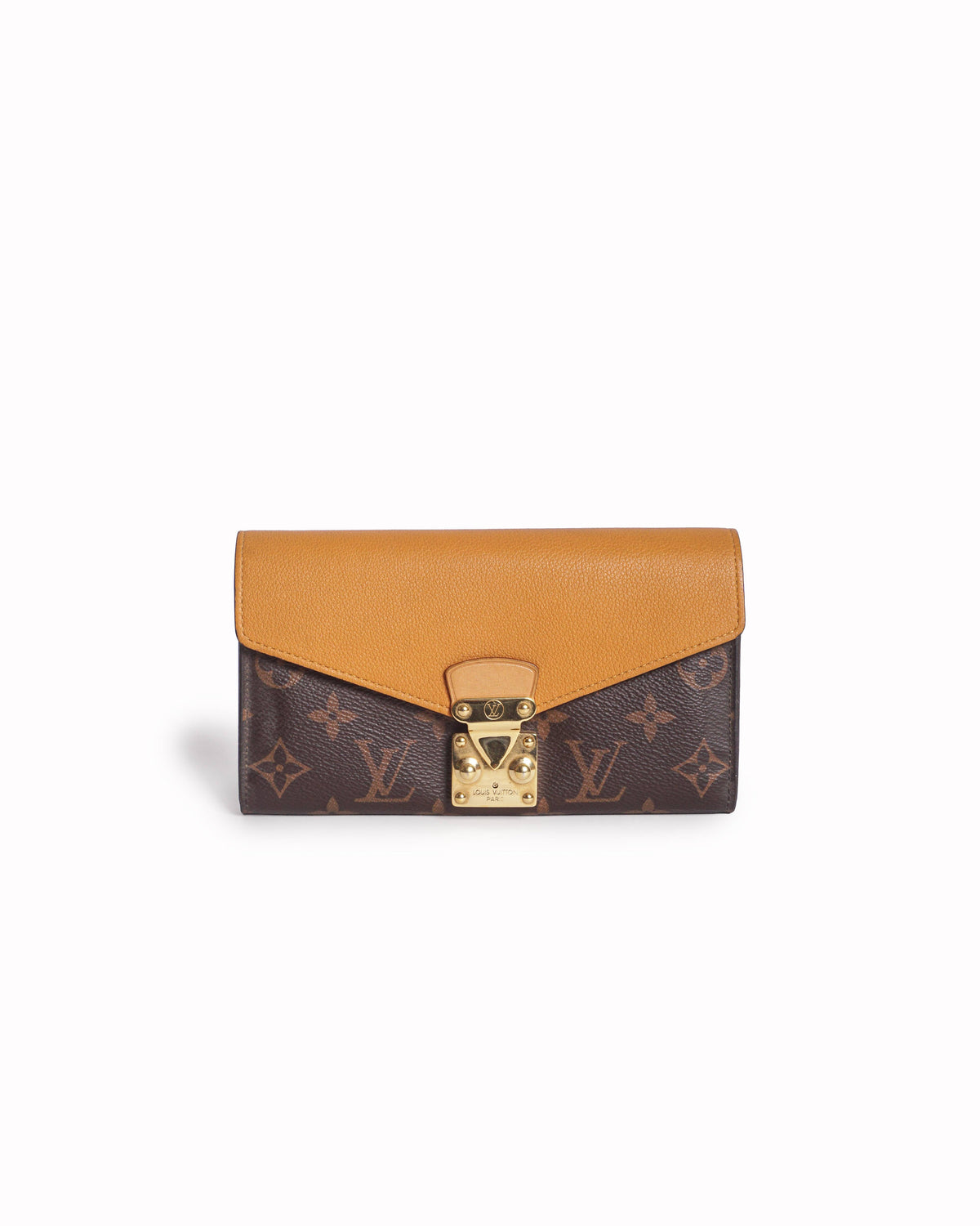 Louis Vuitton Monogram Pallas Clutch in Caramel Brown