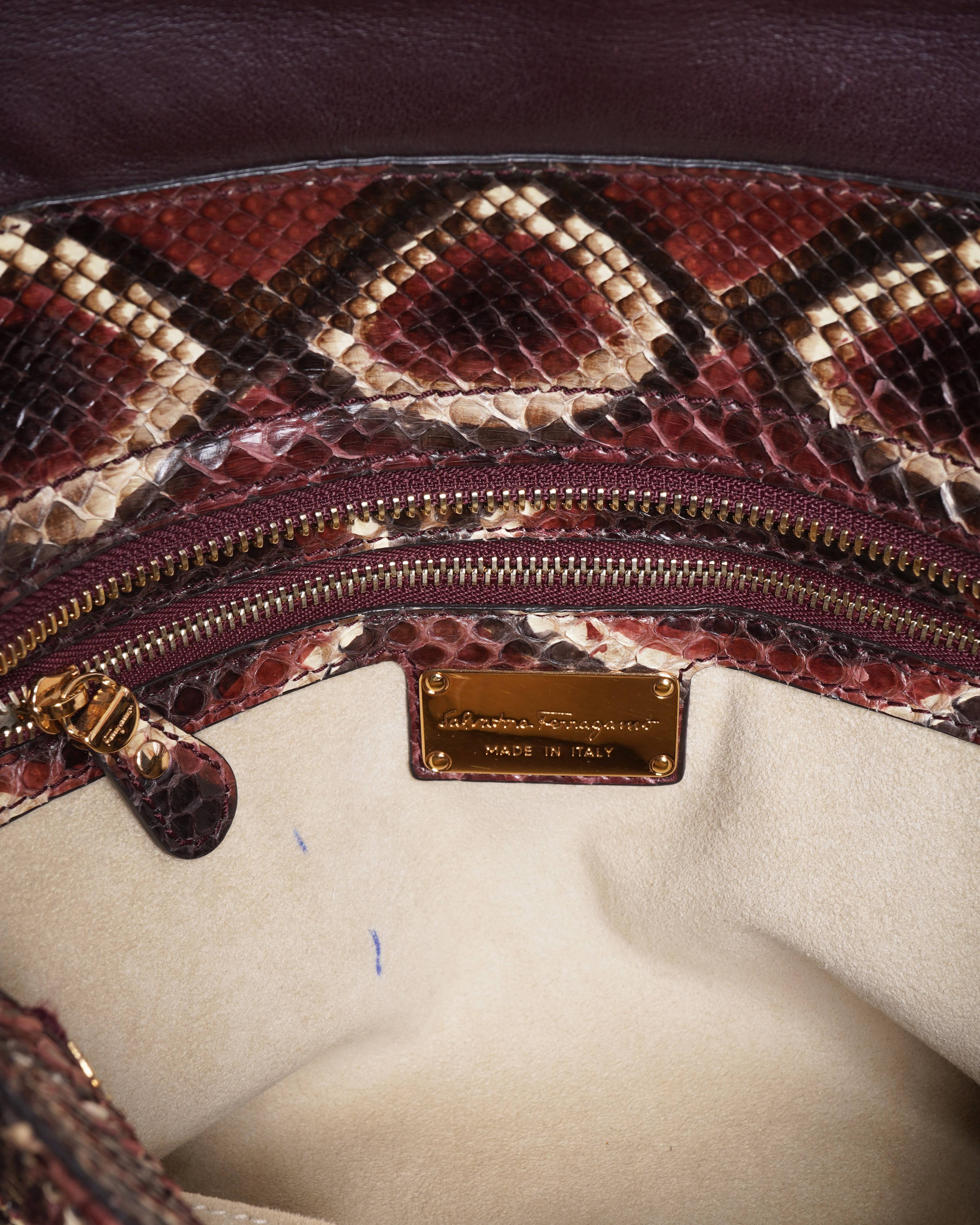 Salvatore Ferragamo Multicolour Python Large Sofia Satchel