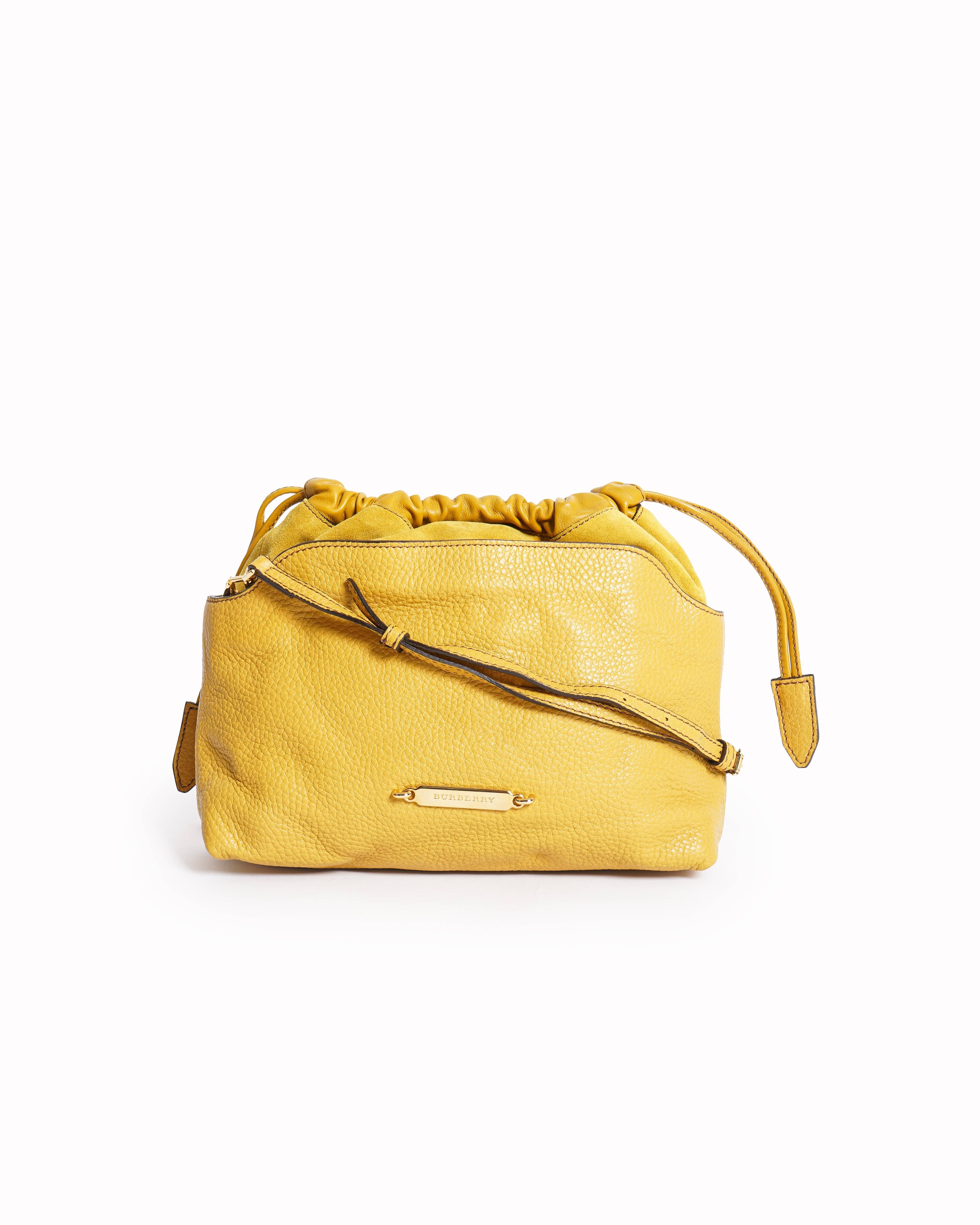 Burberry Mustard Yellow Pebbled Leather Little Crush Crossbody Bag