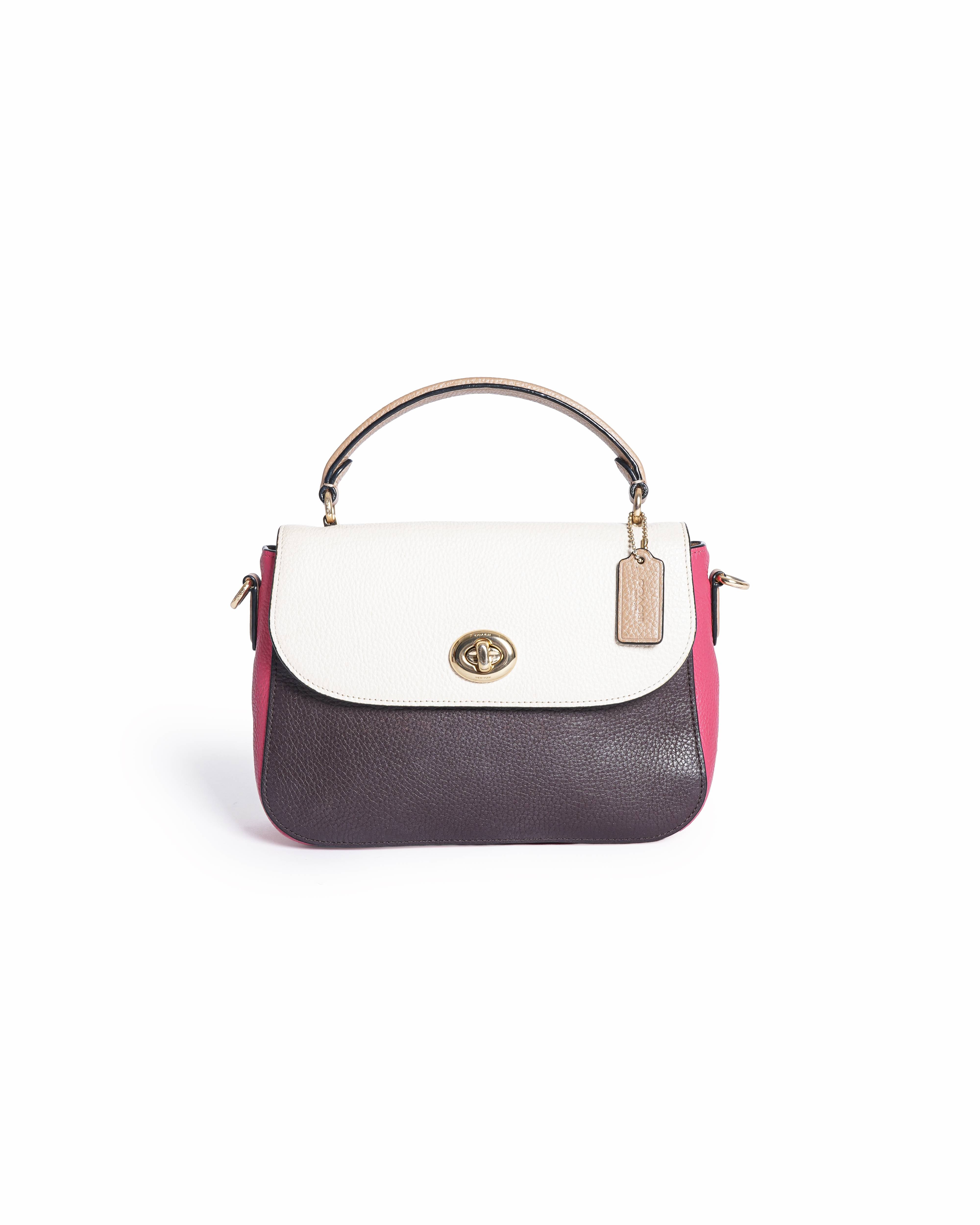 Coach Marlie Colorblock Pebble Leather Top Handle Satchel