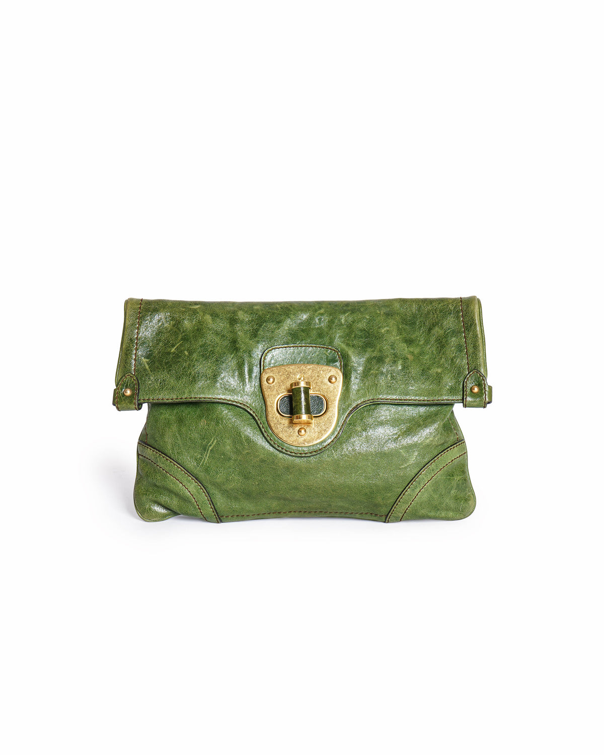Alexander McQueen Green leather flapper clutch